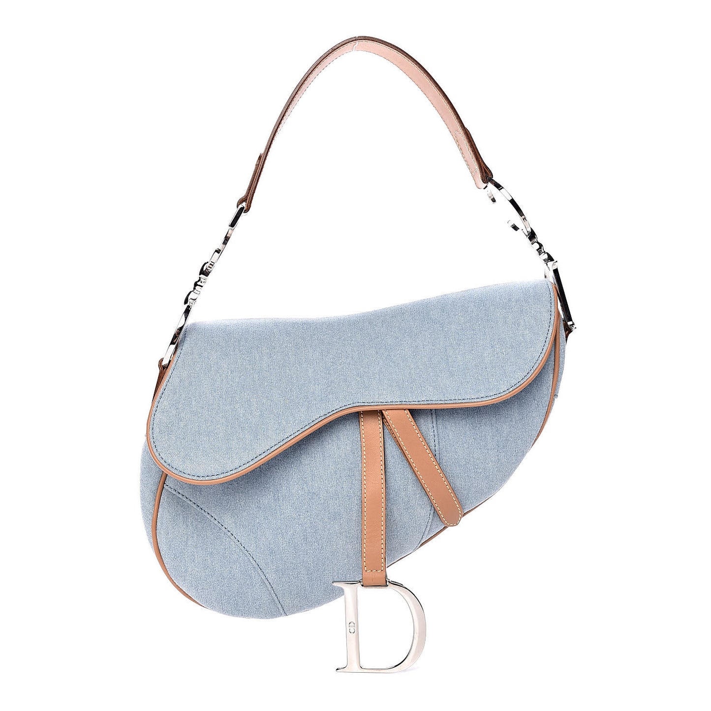 Denim Calfskin Saddle Bag Light Blue