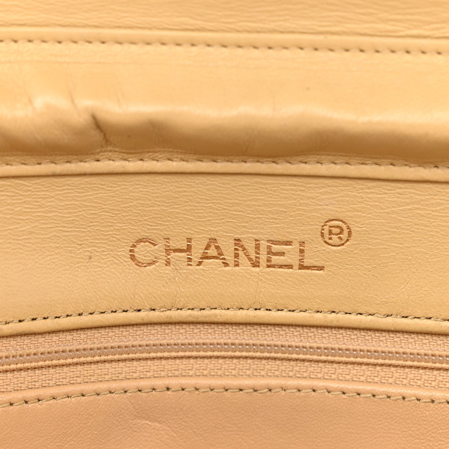 Lambskin Quilted Medium Single Flap Beige