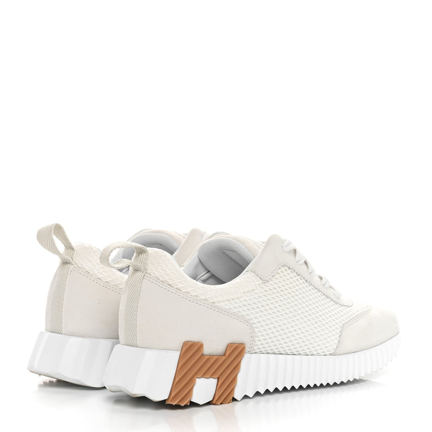 Graphic Mesh Suede Goatskin Bouncing Sneakers 37 White