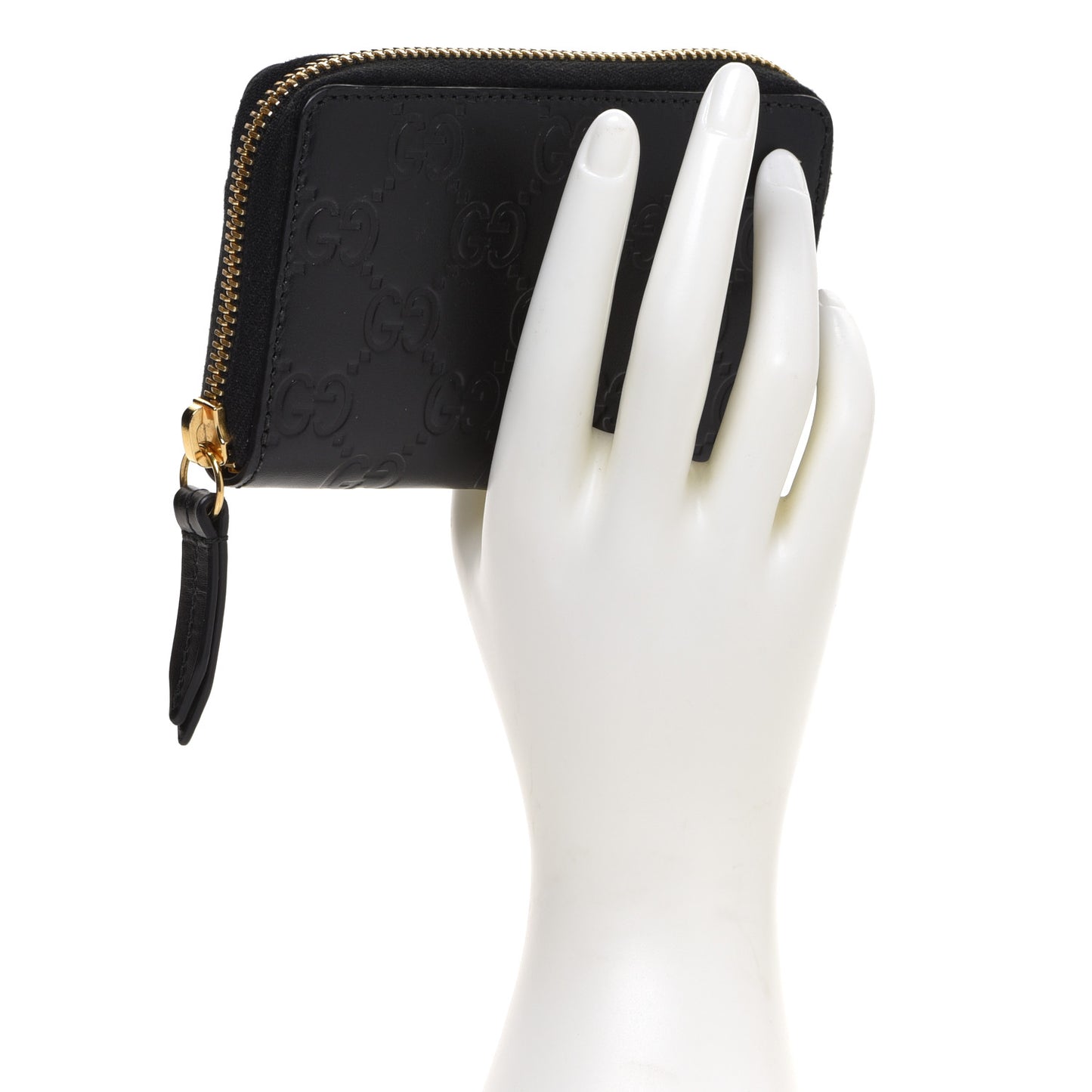 Guccissima Zip Around Card Case Black