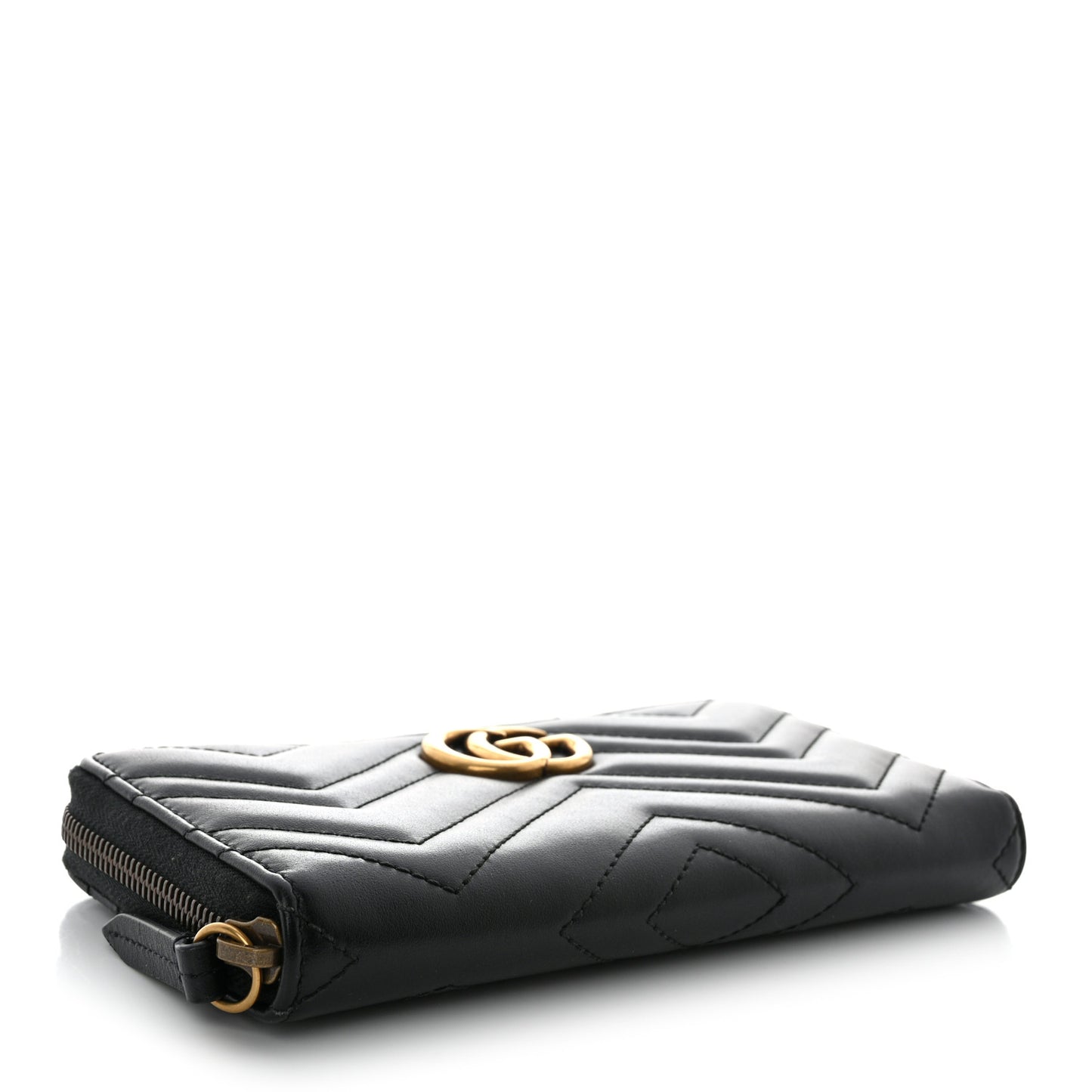 Calfskin Matelasse GG Marmont Zip Around Wallet Black