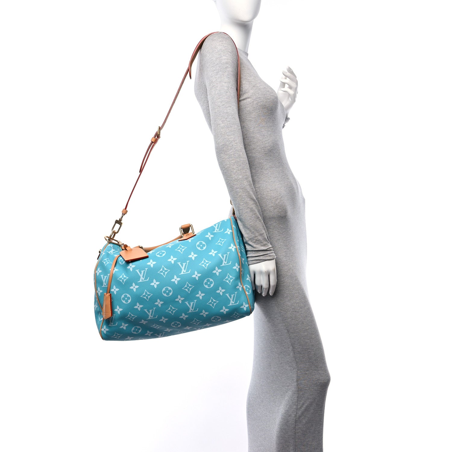 Louis Vuitton Calfskin Monogram Speedy P9 Bandouliere 40 Turquoise 2 of 15