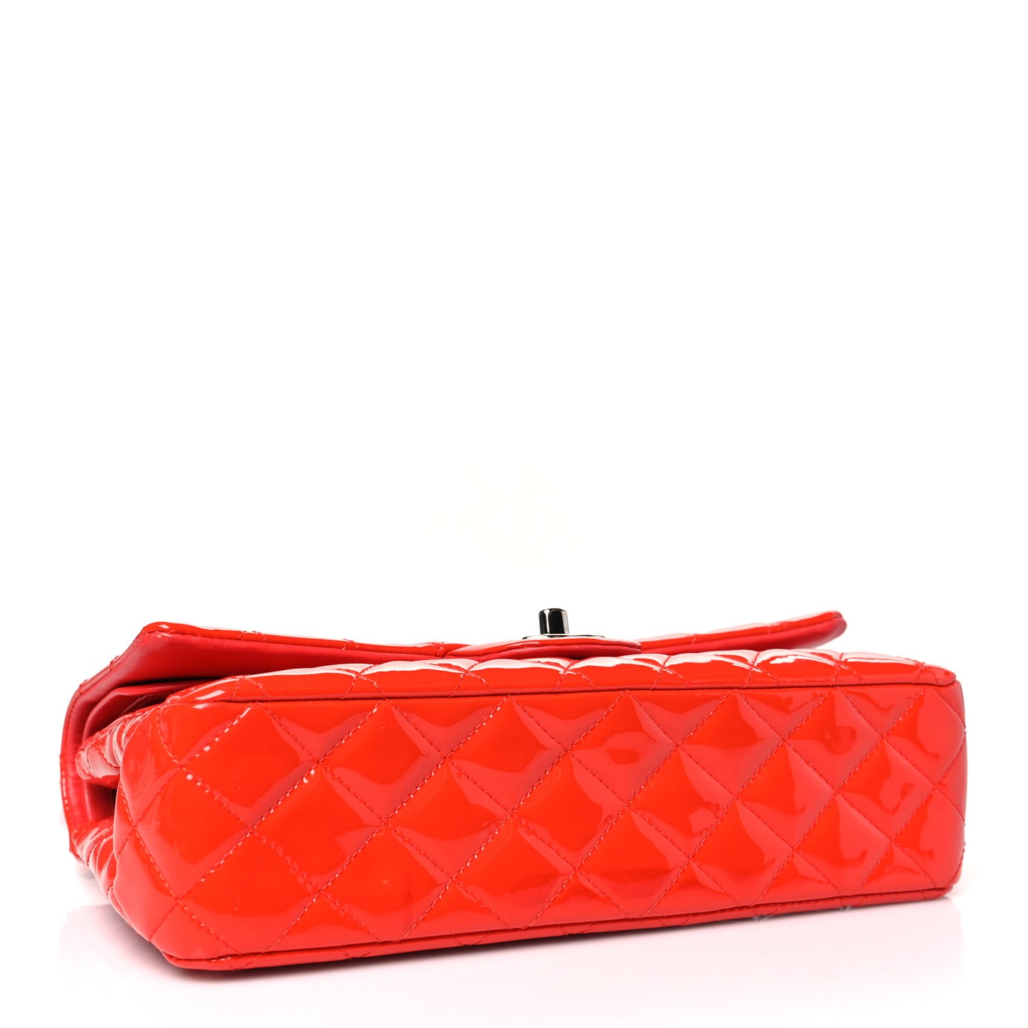 Patent Quilted Medium Double Flap Red