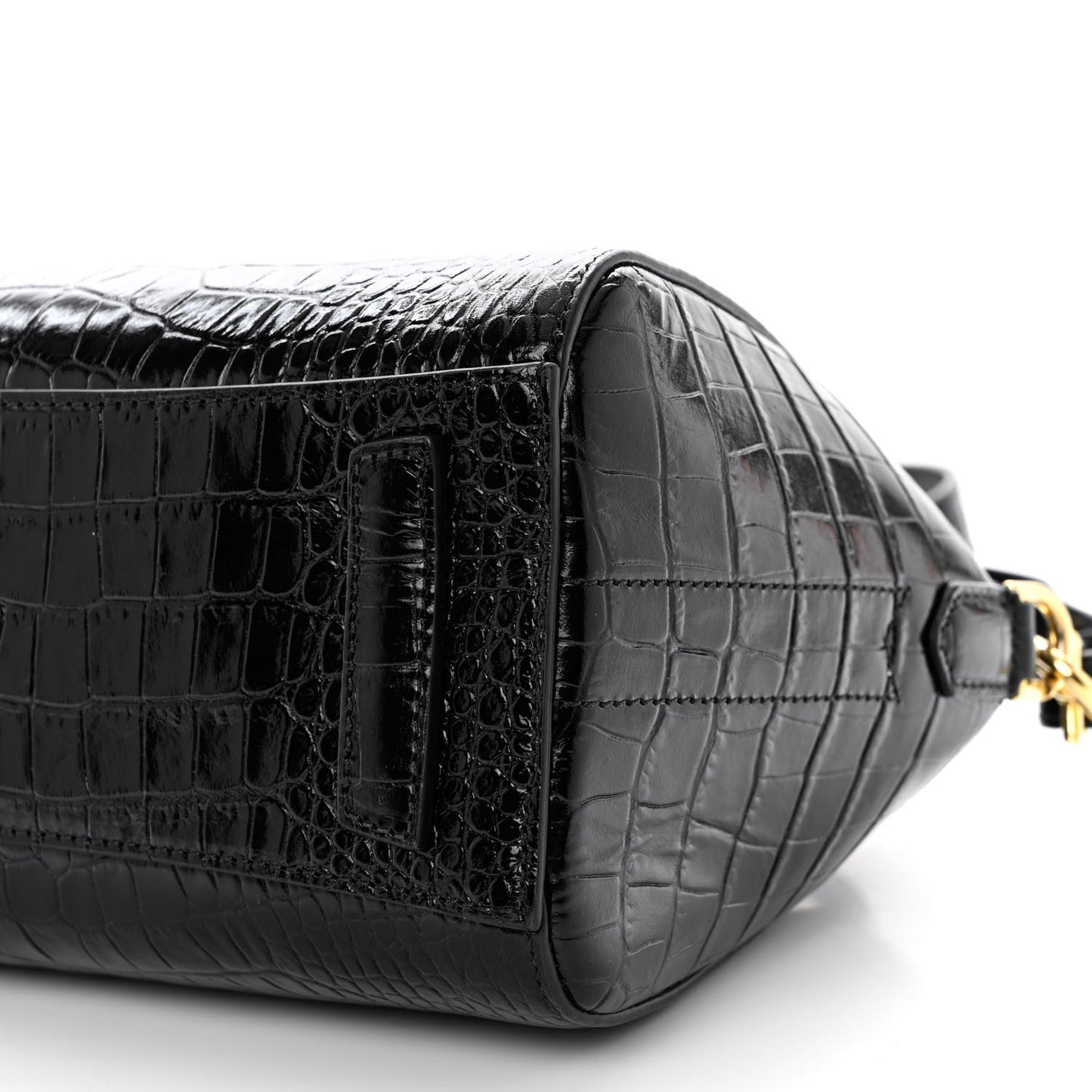 Calfskin Crocodile Embossed Mini Antigona Black