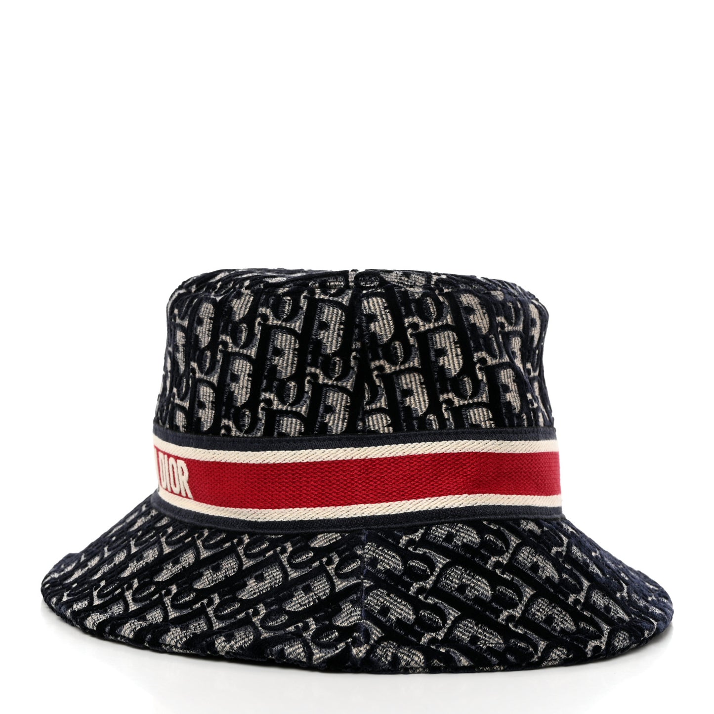 Velvet Oblique Large Brim Bucket Hat 56 Bleu Red