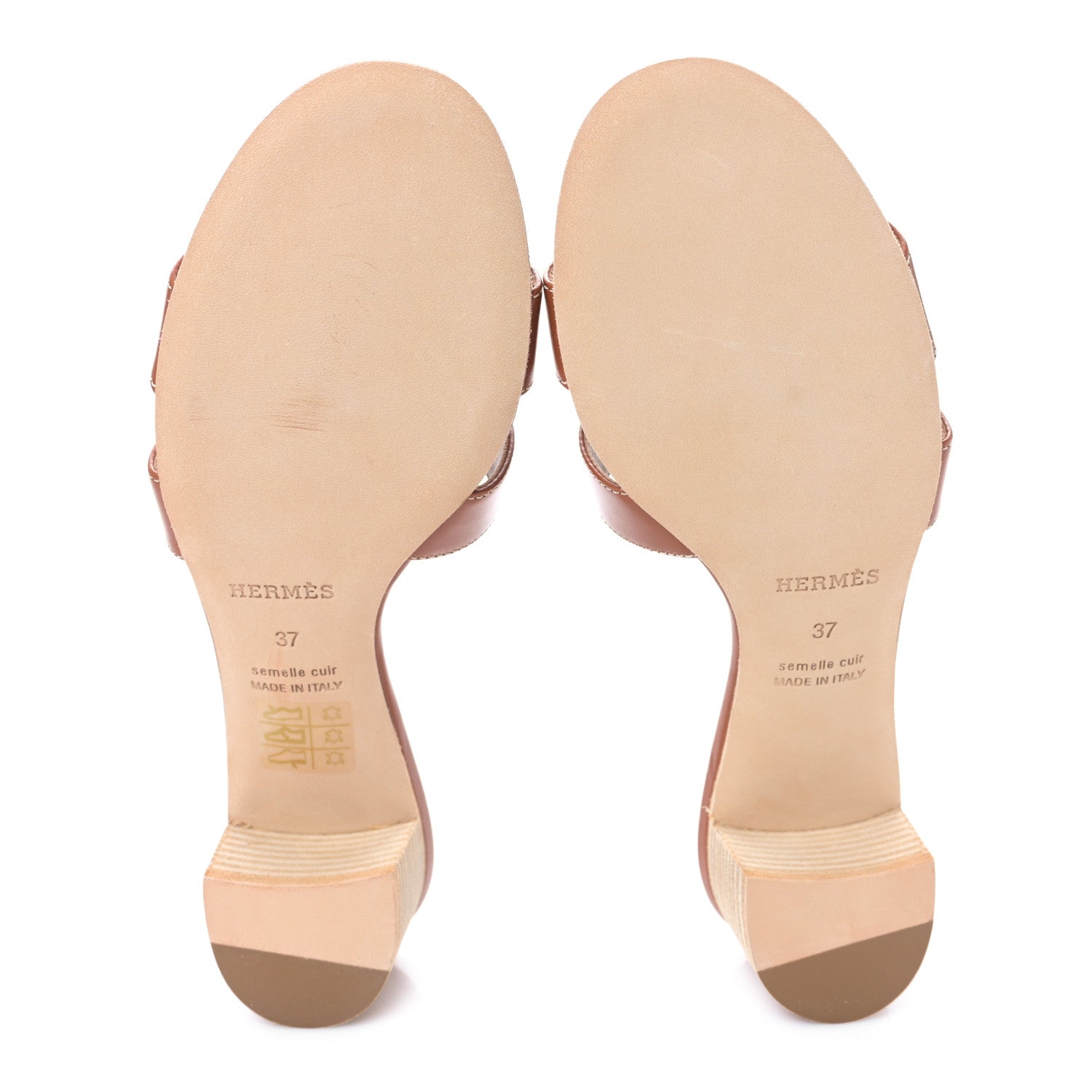 Hermes Calfskin Oasis Sandals 37 Gold 6 of 9