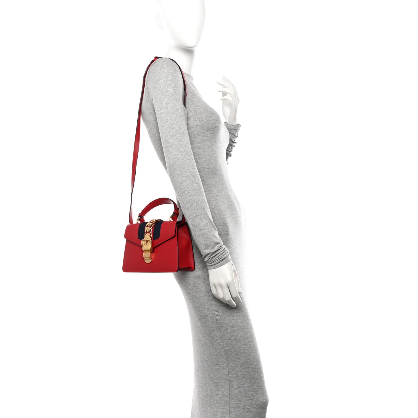 Calfskin Mini Sylvie Top Handle Bag Hibiscus Red