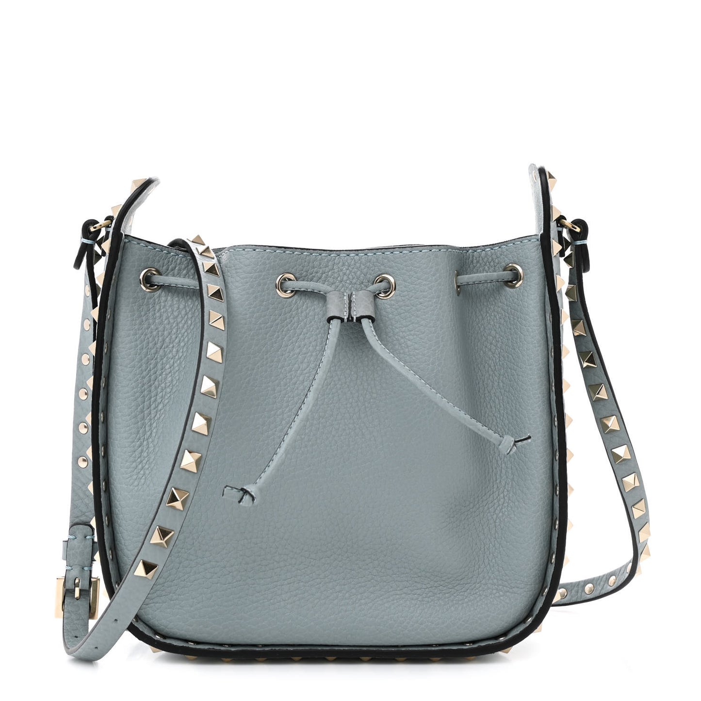 Grained Calfskin Rockstud Bucket Bag Amadeus