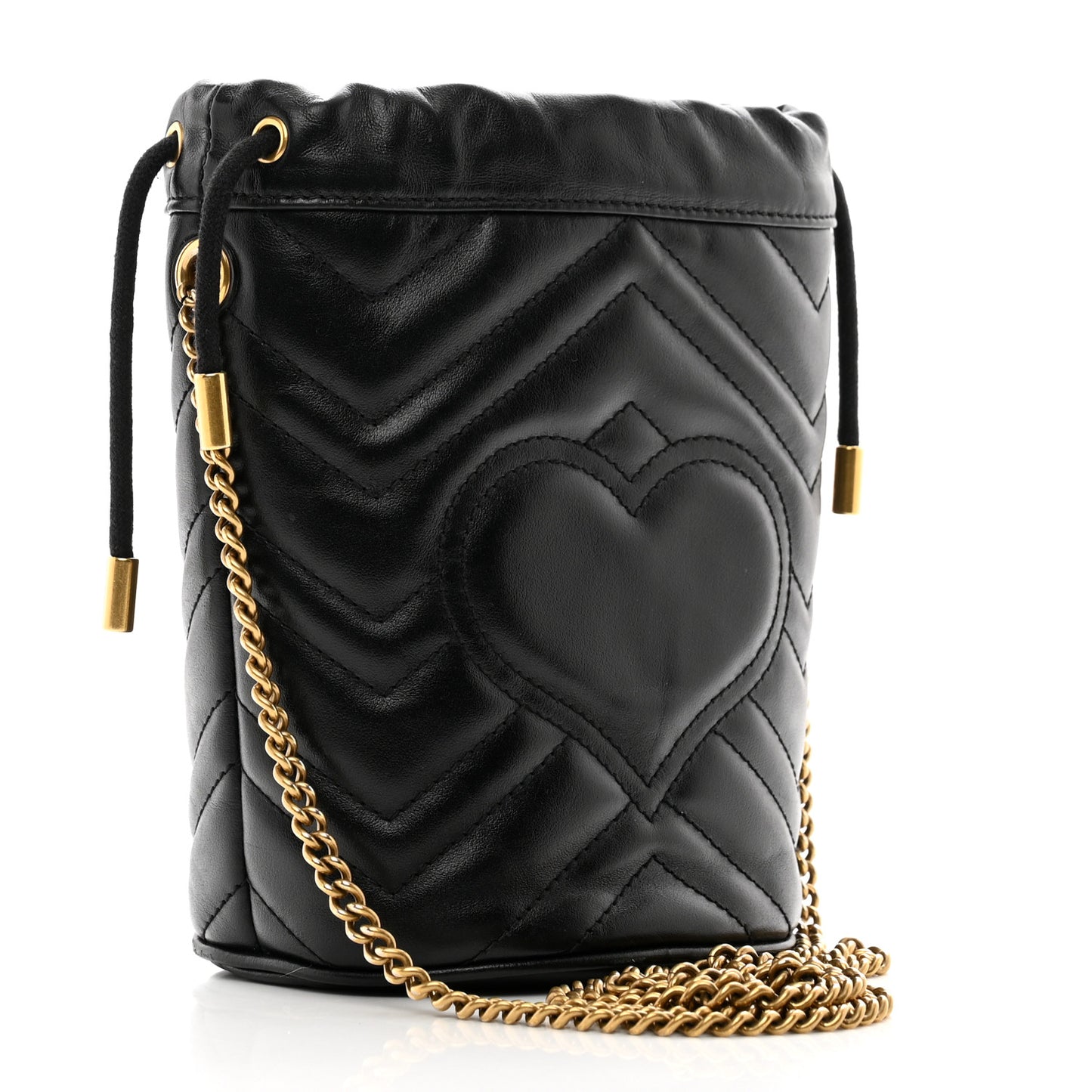 Calfskin Matelasse Mini GG Marmont 2.0 Bucket Bag Black