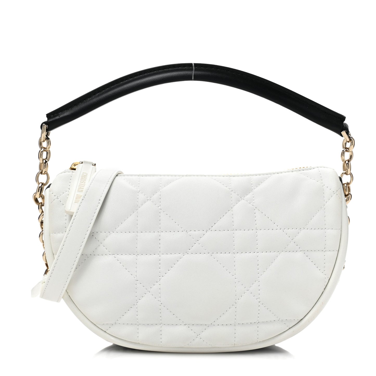 Lambskin Cannage Small Dior Vibe Hobo Bag White