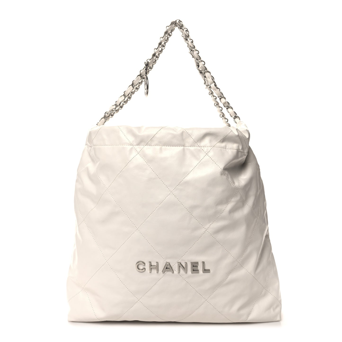 Shiny Calfskin Quilted Chanel 22 White