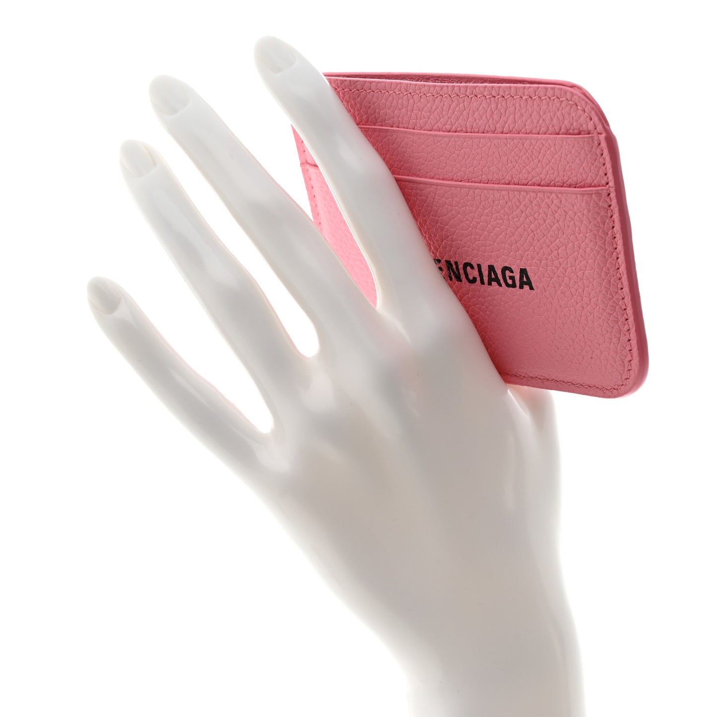 Grained Calfskin Logo Cash Rounded Card Holder Pink Black