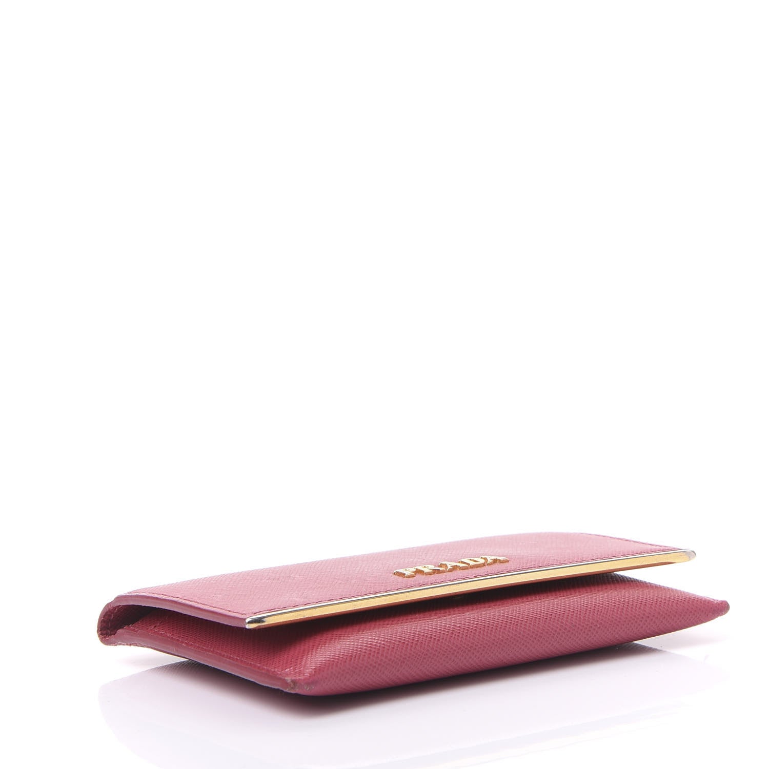 Prada Saffiano Compact Metal Bar Flap Wallet Peonia 3 of 11