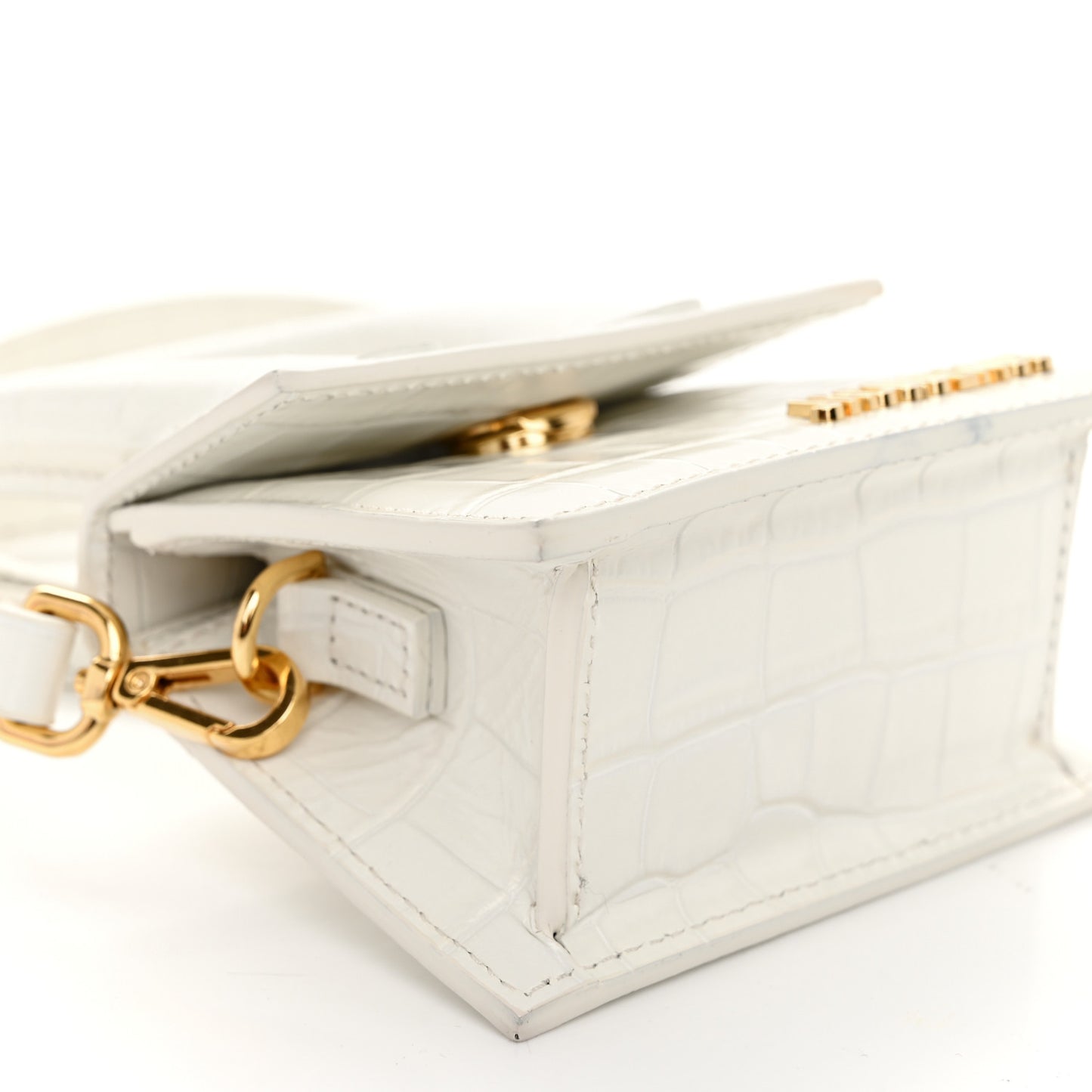 Calfskin Crocodile Embossed Le Chiquito White