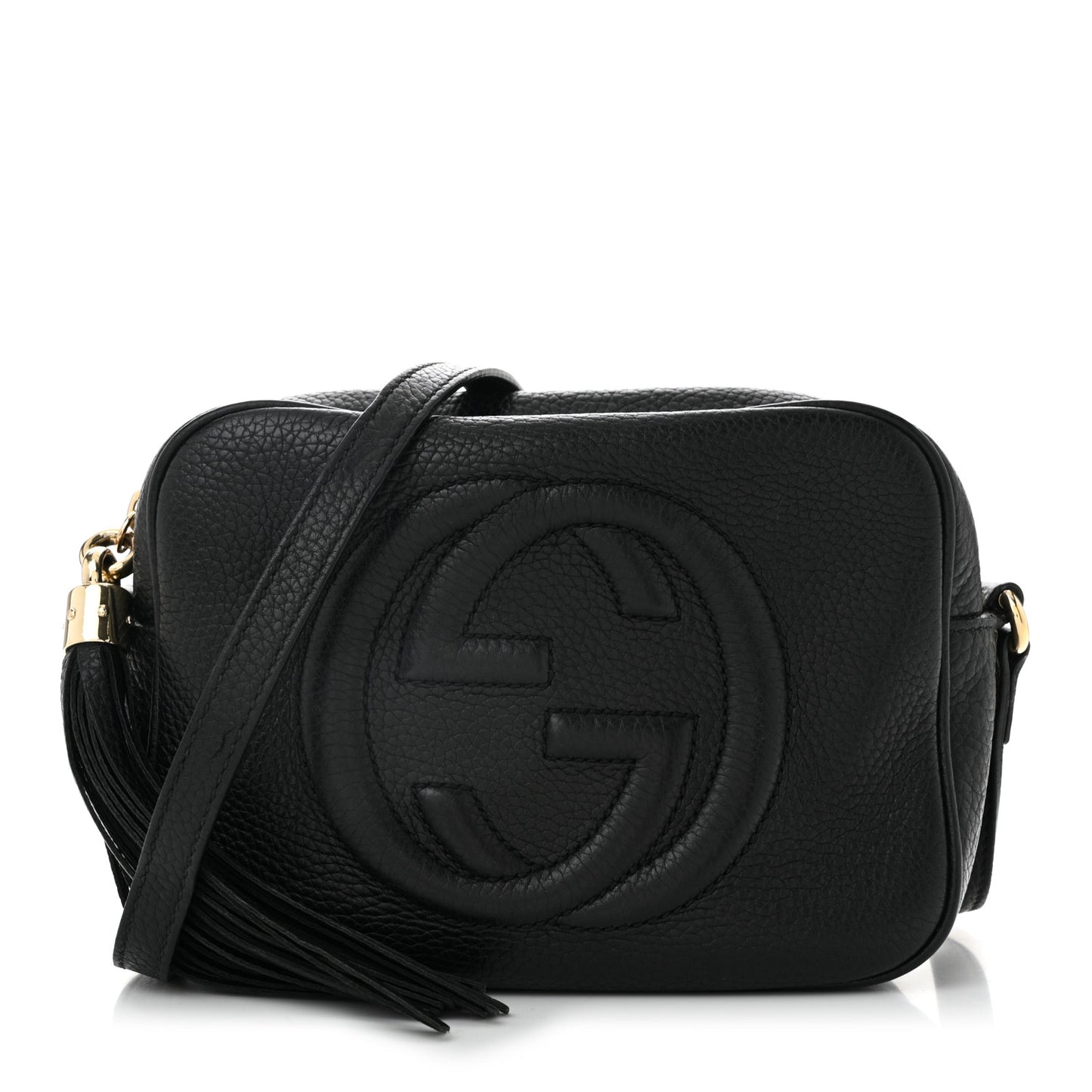 Pebbled Calfskin Small Soho Disco Bag Black