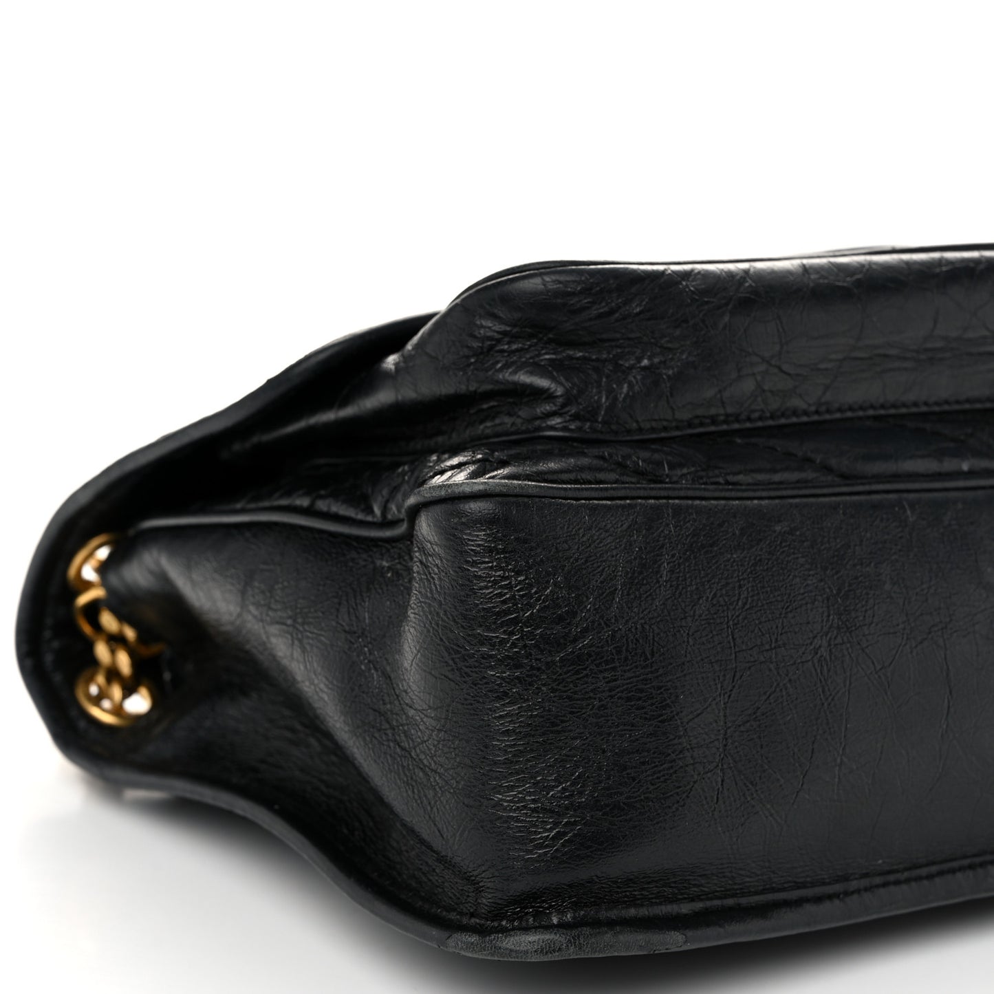 Crinkled Calfskin Matelasse Monogram Medium Niki Chain Satchel Black