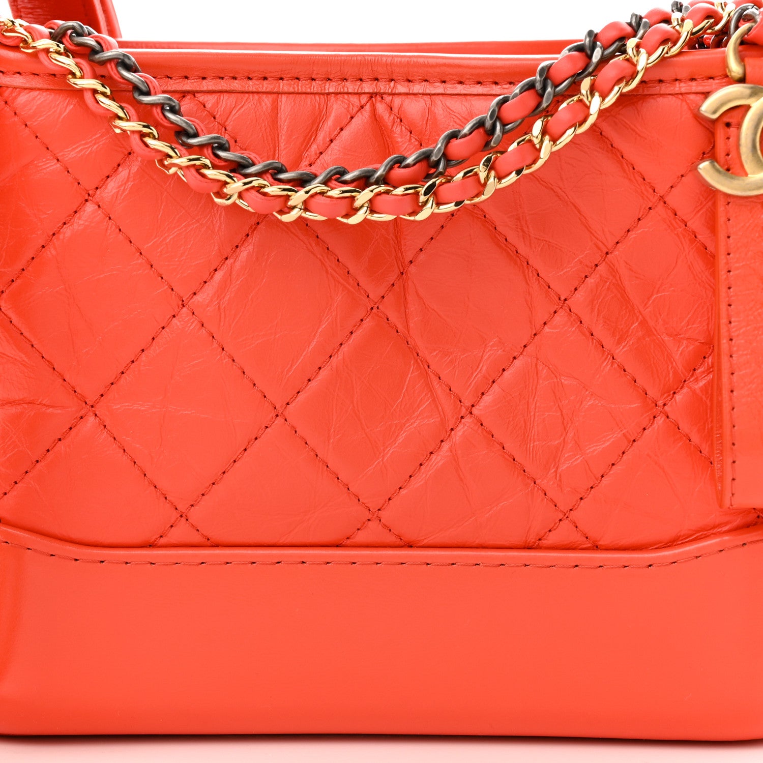 Chanel Aged Calfskin Quilted Small Gabrielle Hobo Red 8 of 10