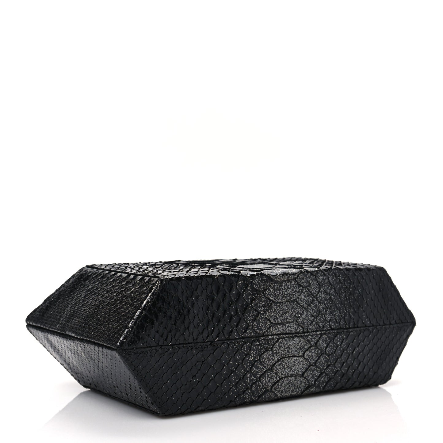 Snakeskin Box Clutch Black