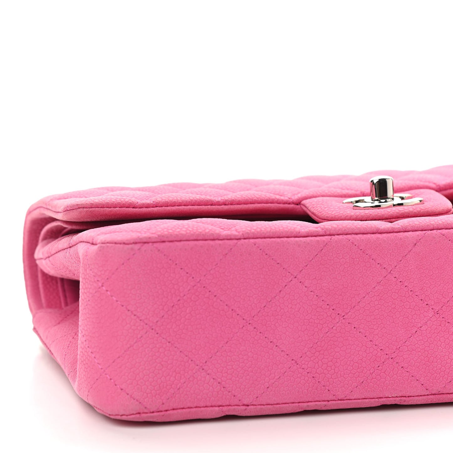 Iridescent Caviar Quilted Medium Double Flap Pink