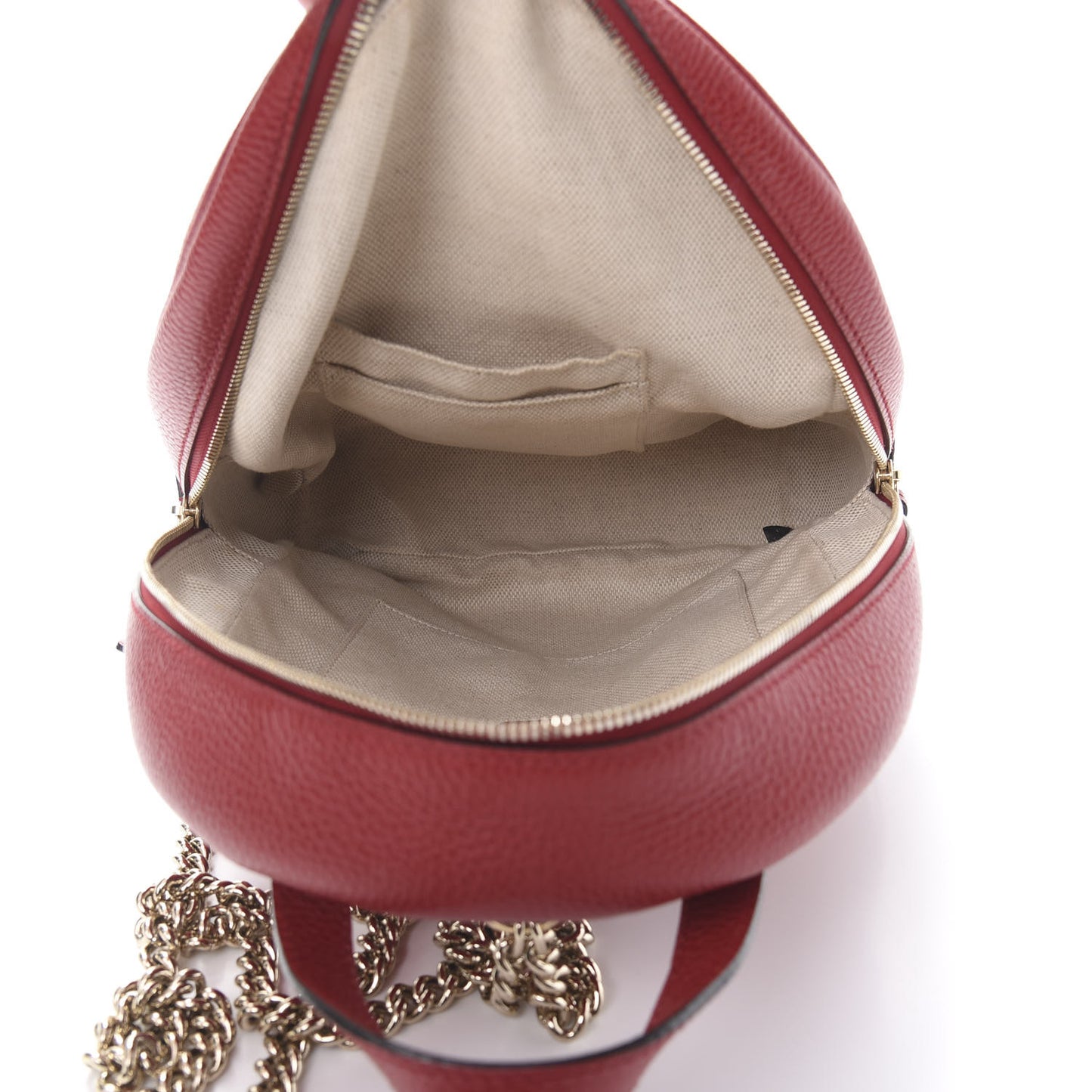 Pebbled Calfskin Soho Chain Backpack Hibiscus Red