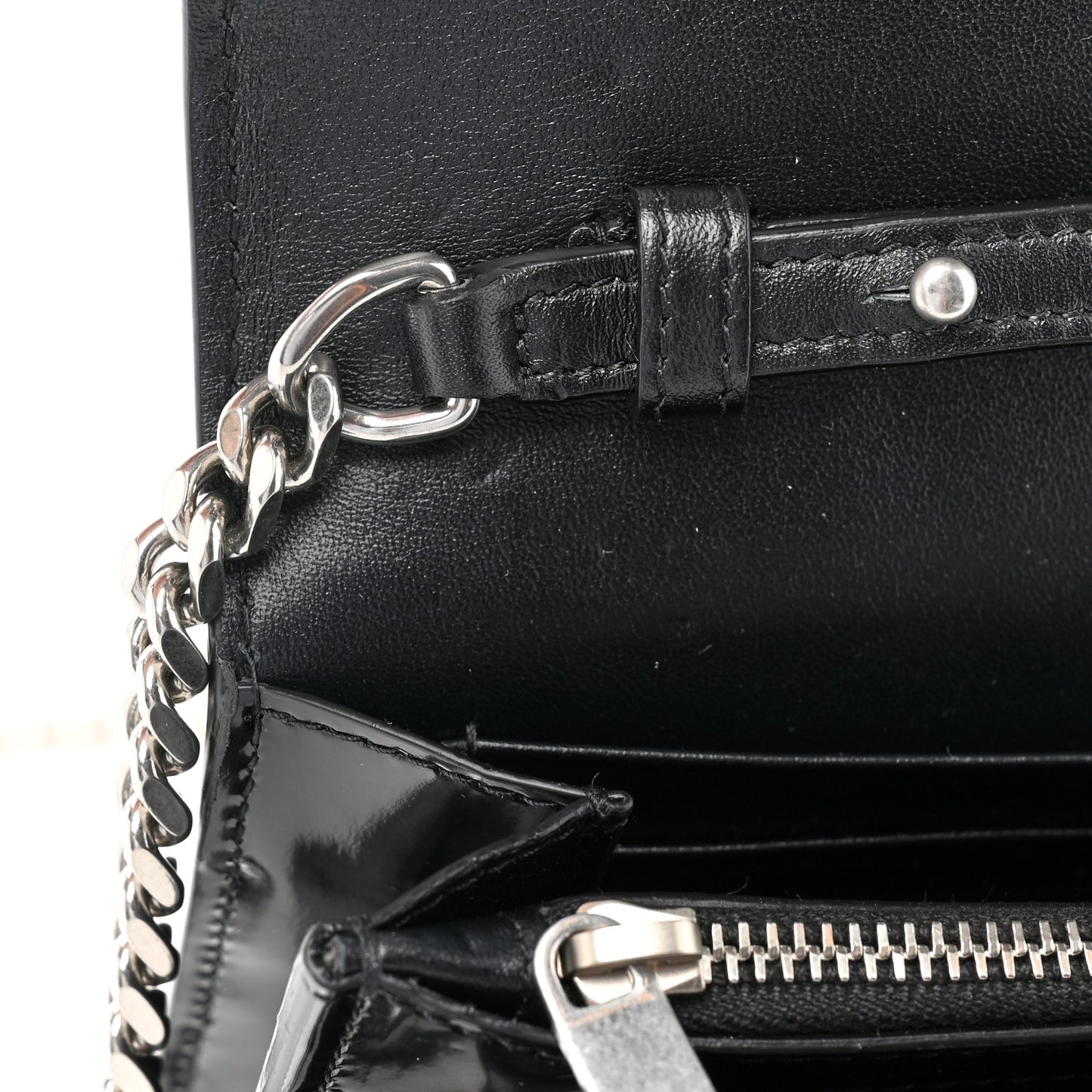 Glazed Calfskin Cassandre Wallet On Chain WOC Black