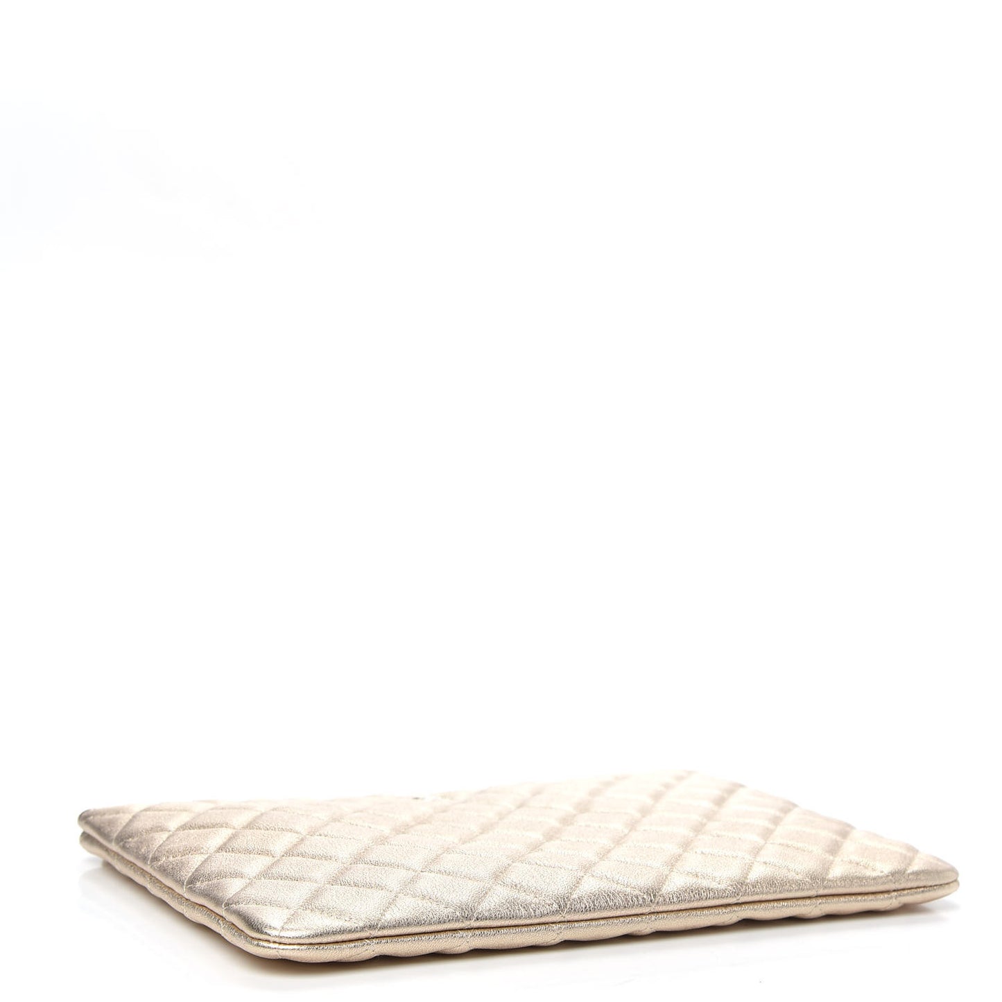 Metallic Lambskin Quilted Medium Cosmetic Case Gold