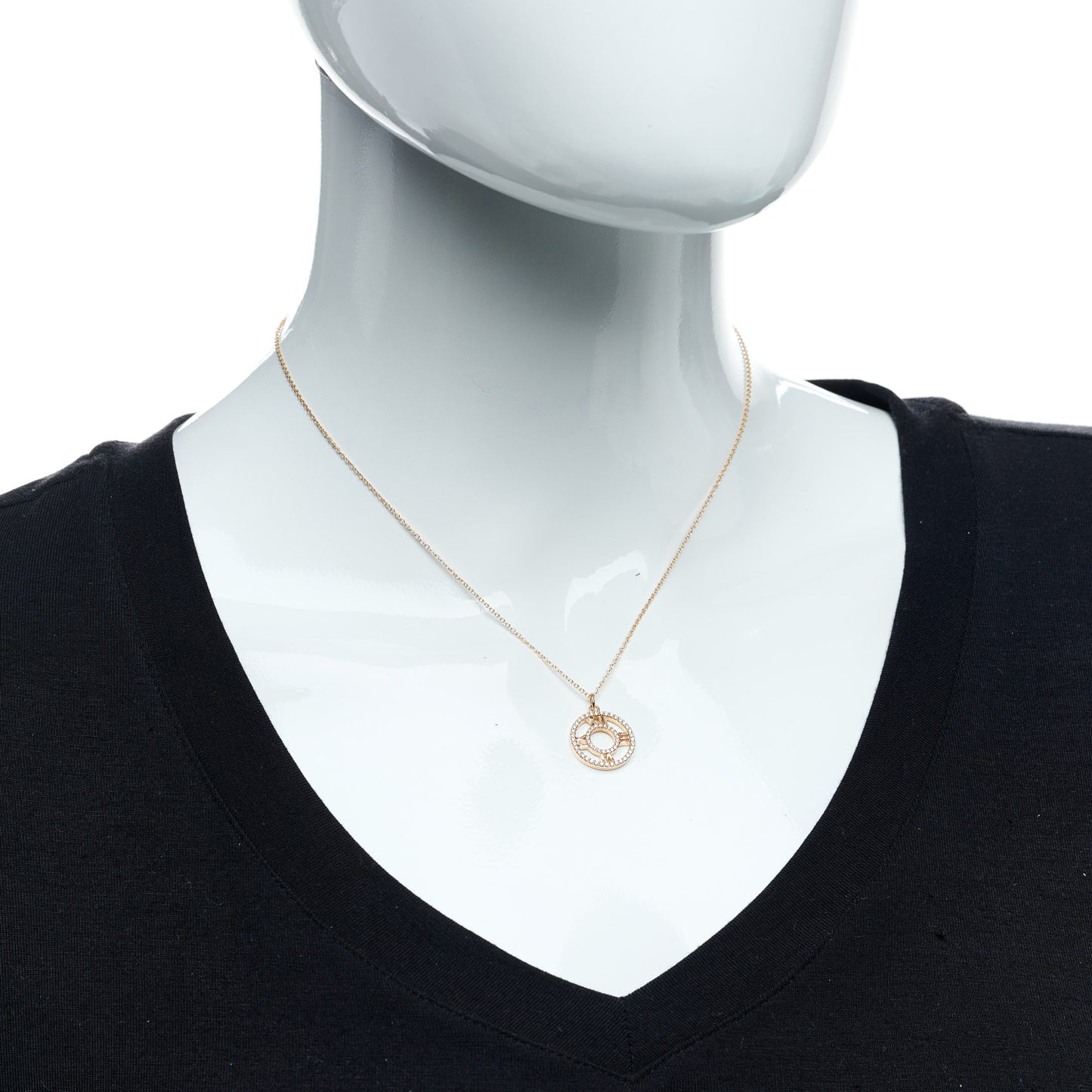 18K Rose Gold Diamond Small Atlas Open Pave Pendant Necklace