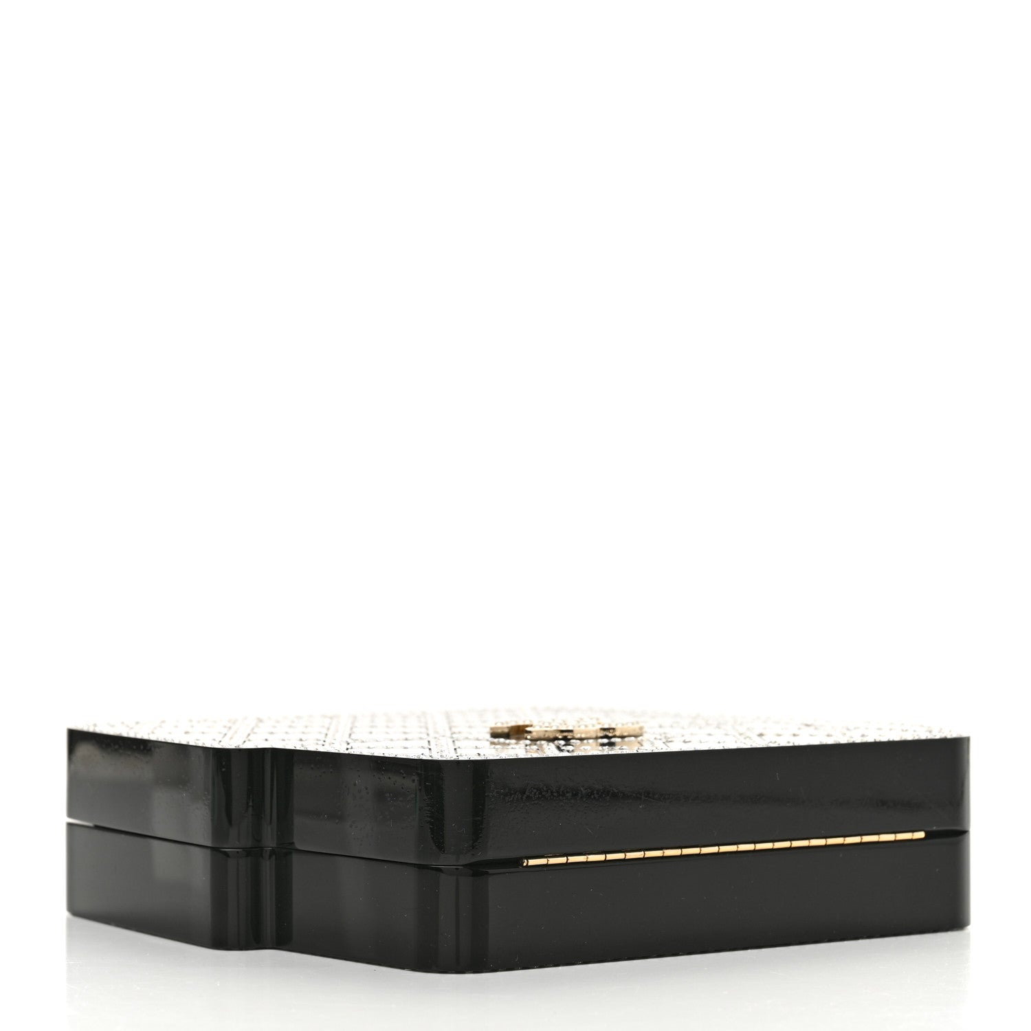 Chanel Plexiglass Crystal Quilted Minaudiere Clutch Black White 4 of 18