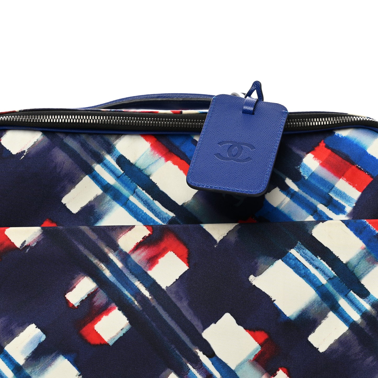 Nylon Airline Printed Coco Case Trolley White Navy Blue Red