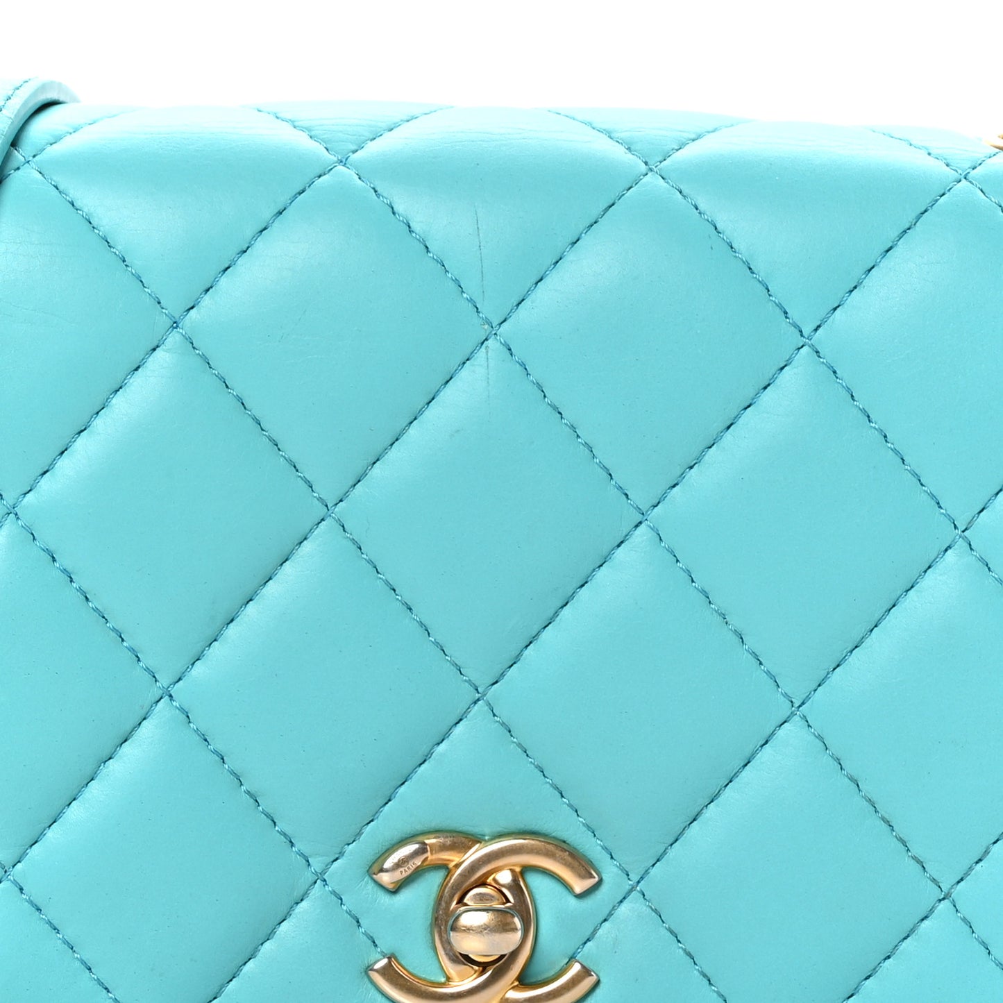 Calfskin Quilted Everyday Chic Single Flap Turquoise