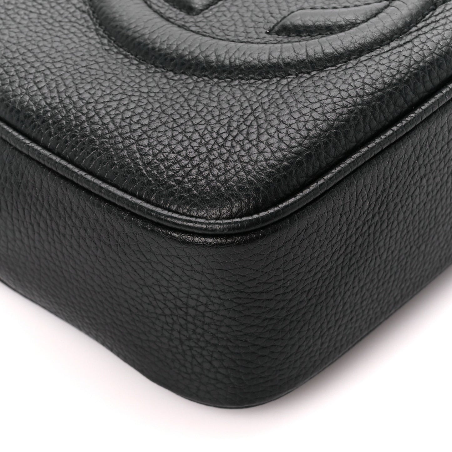 Pebbled Calfskin Small Soho Disco Bag Black