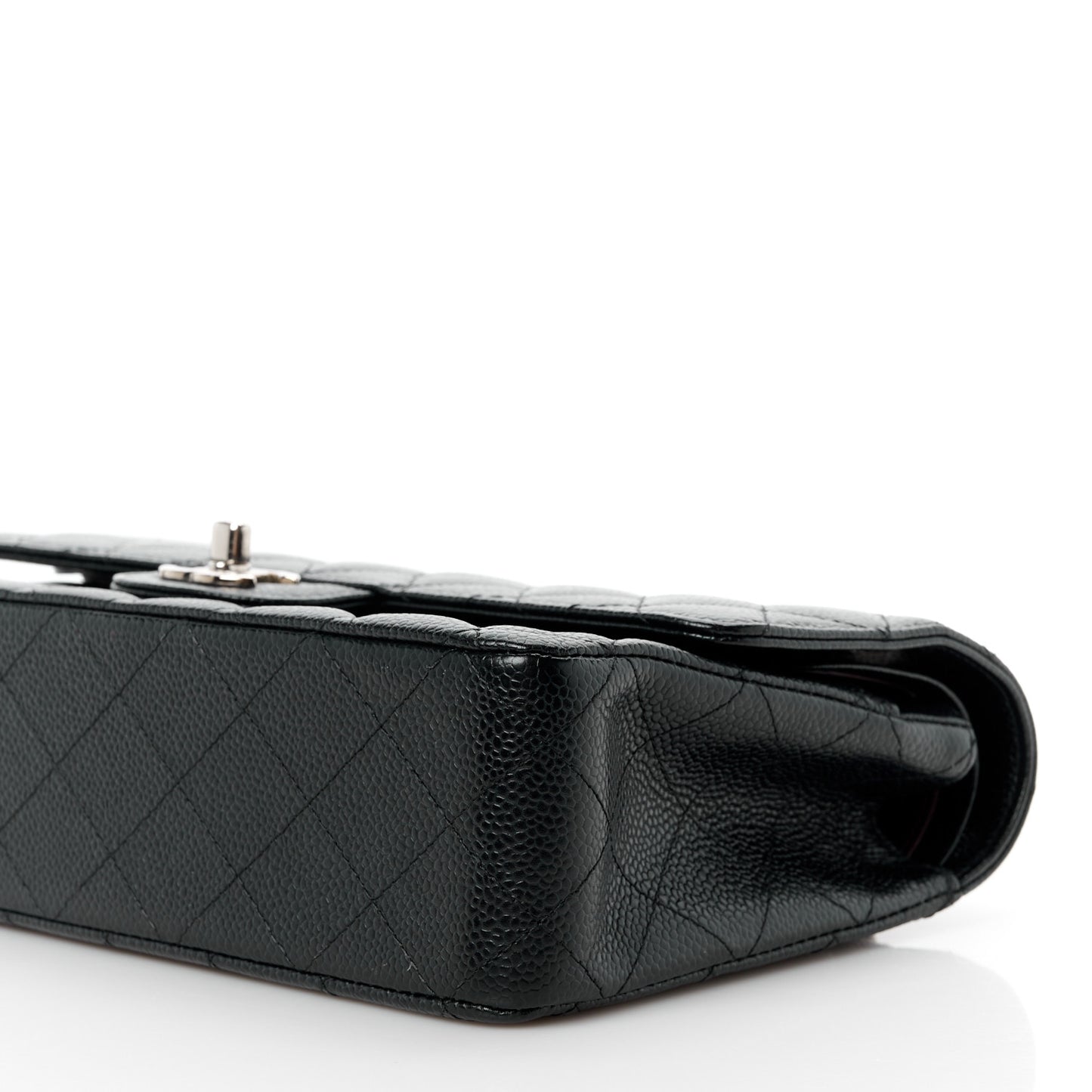 Caviar Quilted Medium Double Flap Black