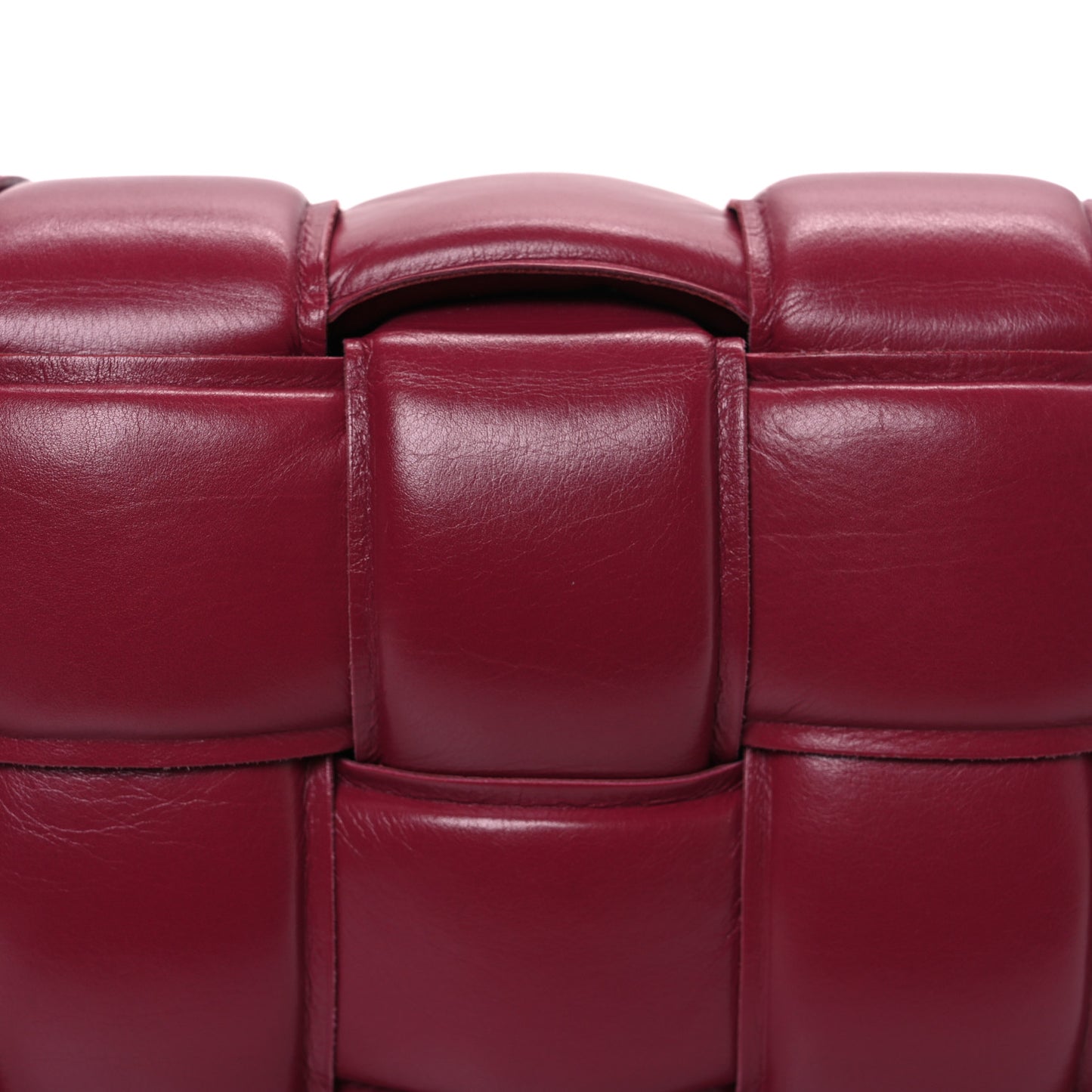 Nappa Maxi Intreccio Padded Cassette Crossbody Bag Dark Red