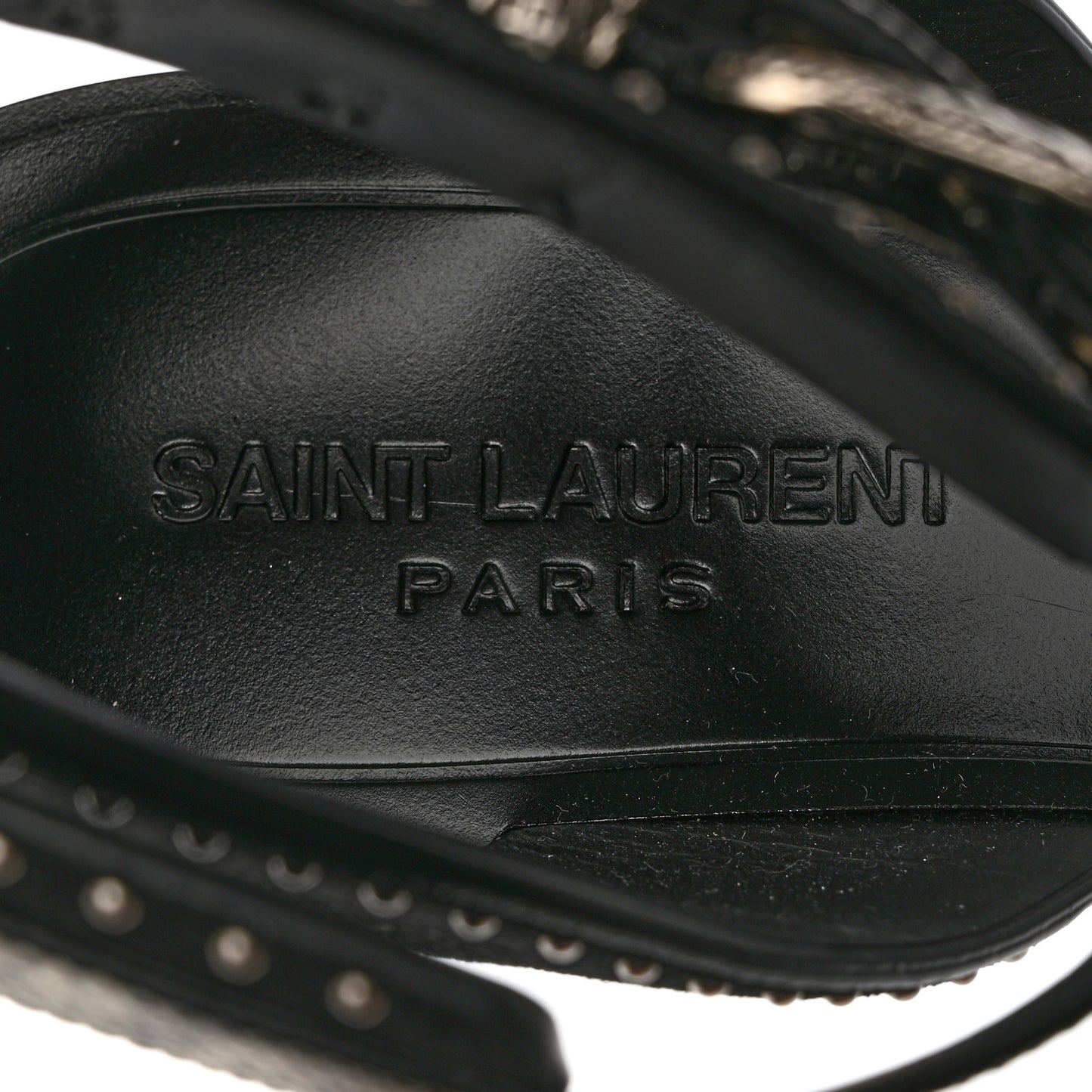 Suede Lizard Flat Sandals 38.5 Black