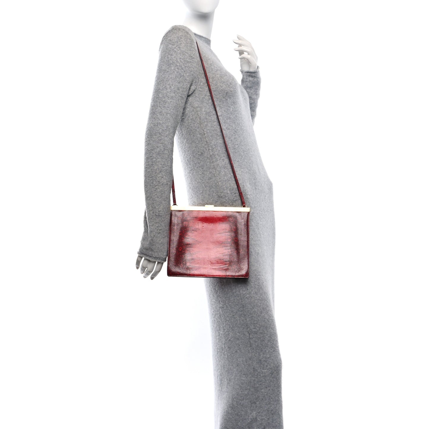 Lizard Mini Clasp Bag Red