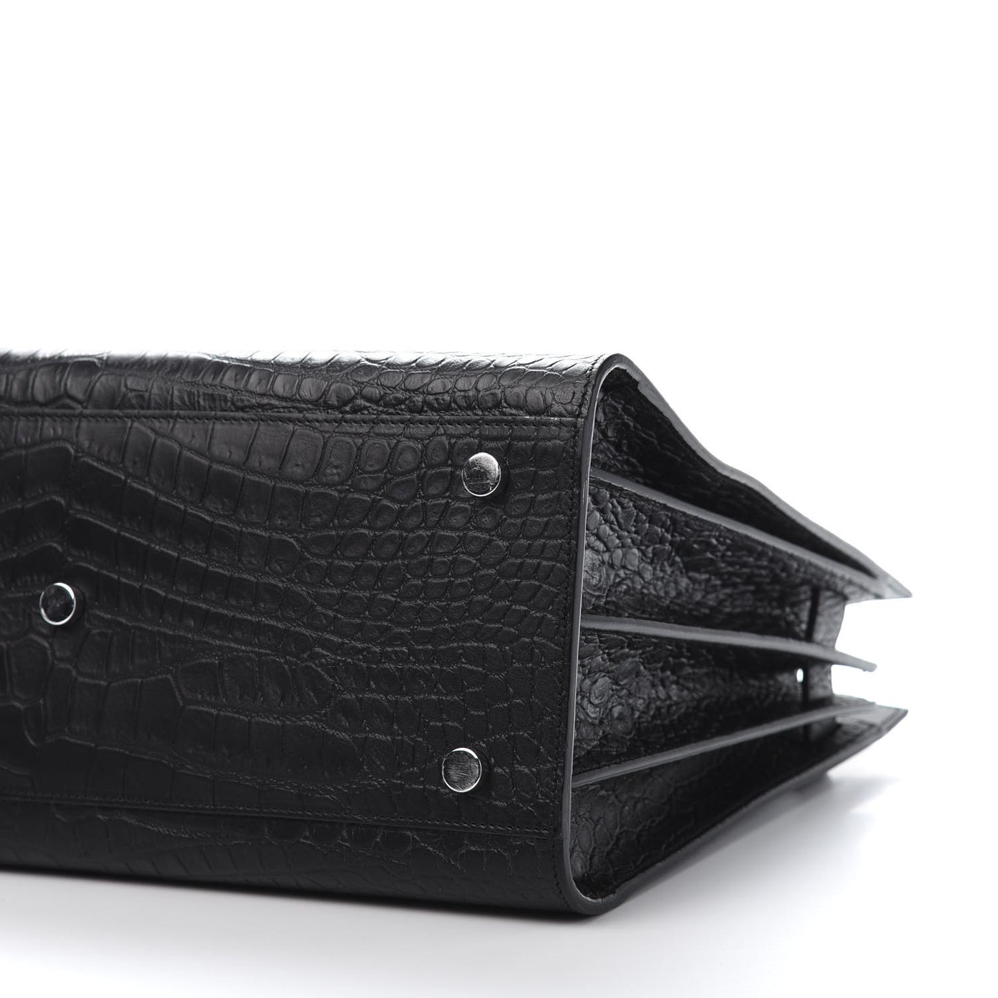 Calfskin Crocodile Embossed Small Sac de Jour Black