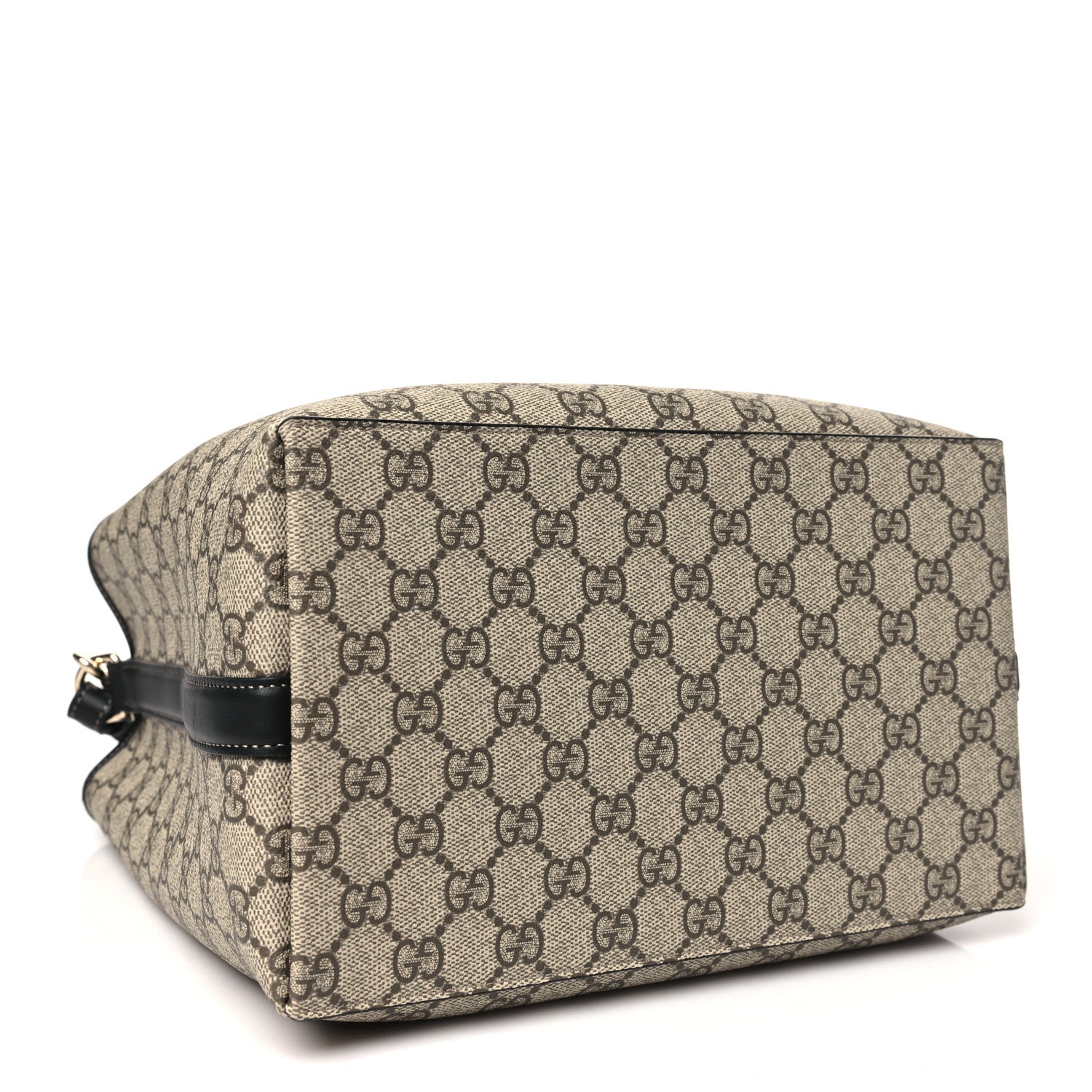 Gucci GG Supreme Monogram Medium Emblem Bucket Bag Beige Dark Brown Black 4 of 10