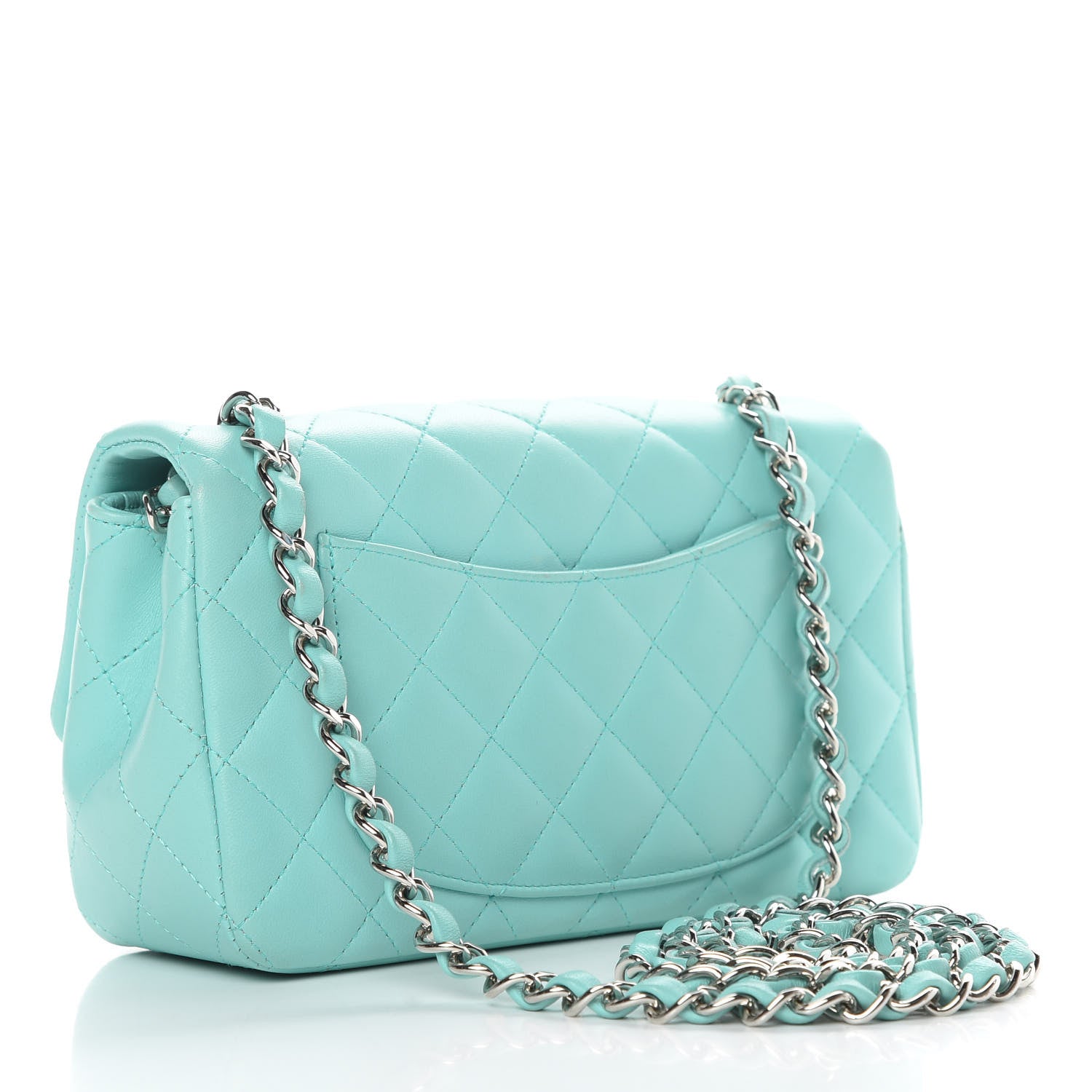 Chanel Lambskin Quilted Mini Rectangular Flap Light Blue 3 of 14