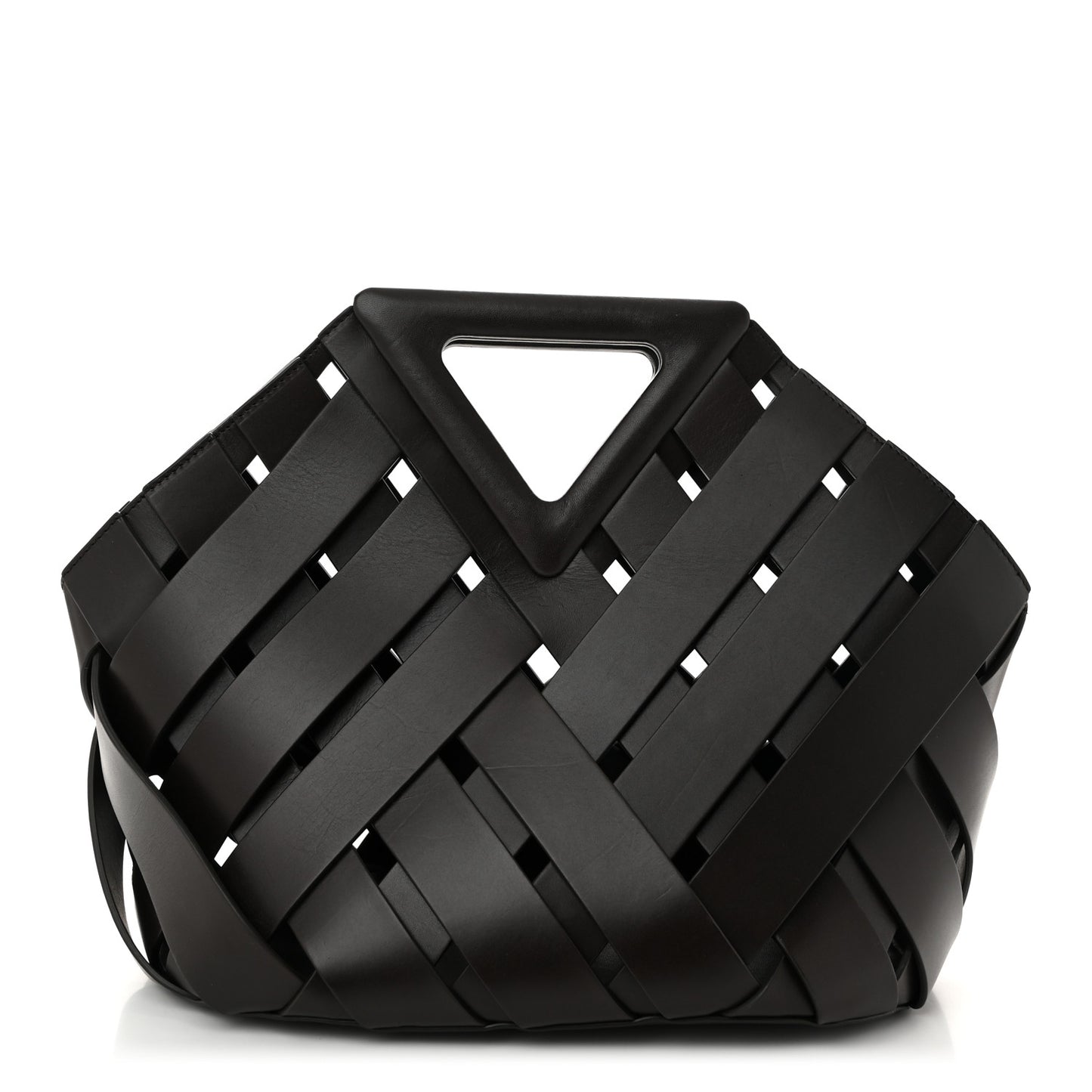 Calfskin V Woven Drawstring Tote Dark Brown