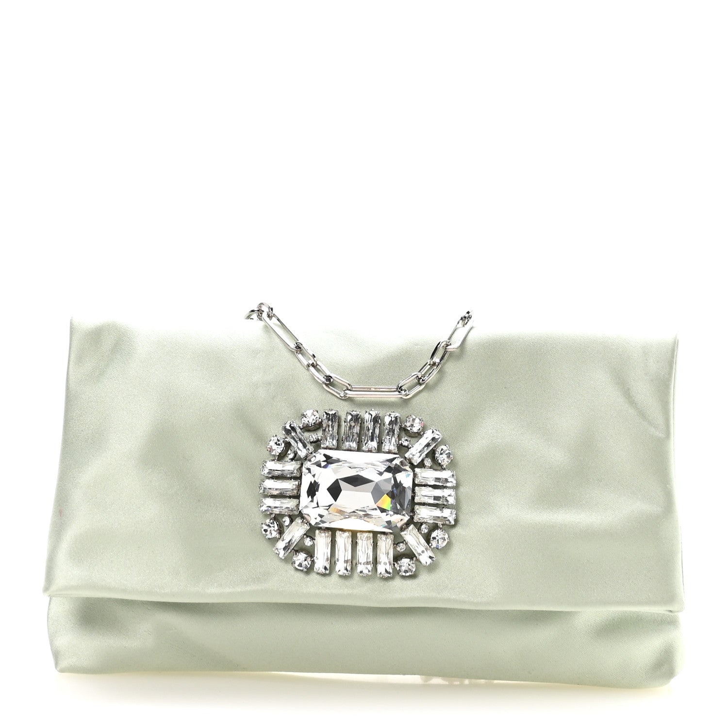 Jimmy Choo Satin Crystal Titania Clutch Green 1843994 – FASHIONPHILE