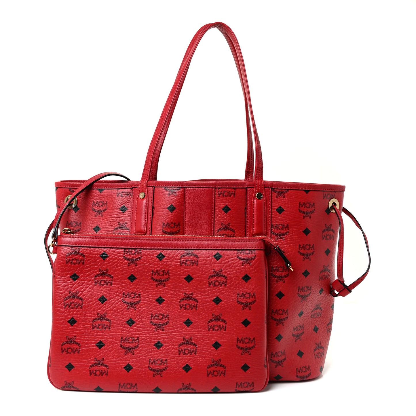 Visetos Medium Liz Reversible Shopper Tote Ruby Red