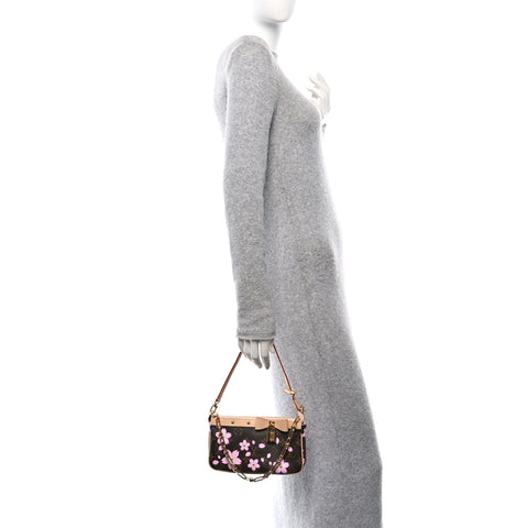 LV X TM Monogram Cherry Blossom Pochette Accessories Sakura Brown