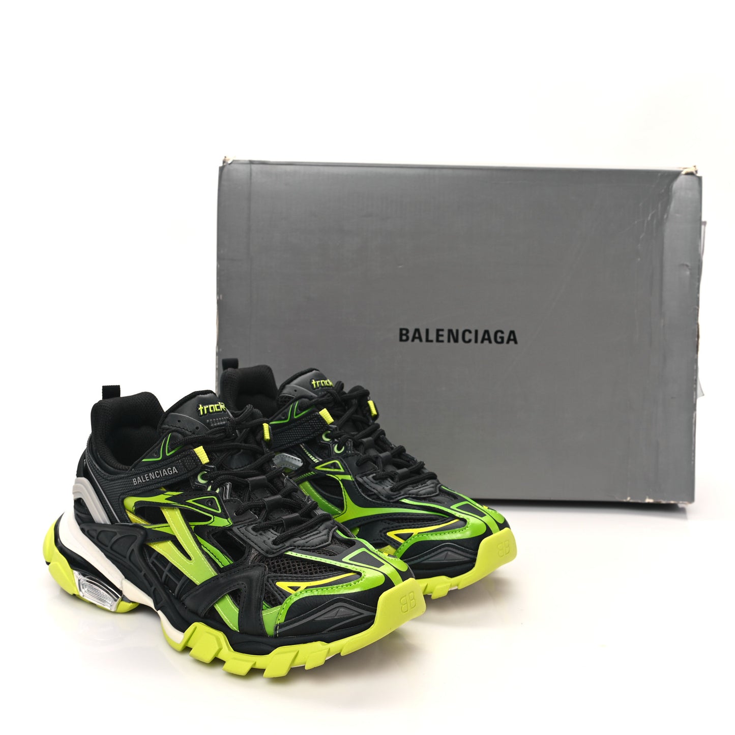 Rubber Mesh Tri-Color Clear Sole Mens Track.2 Open Sneakers 39 Black Yellow