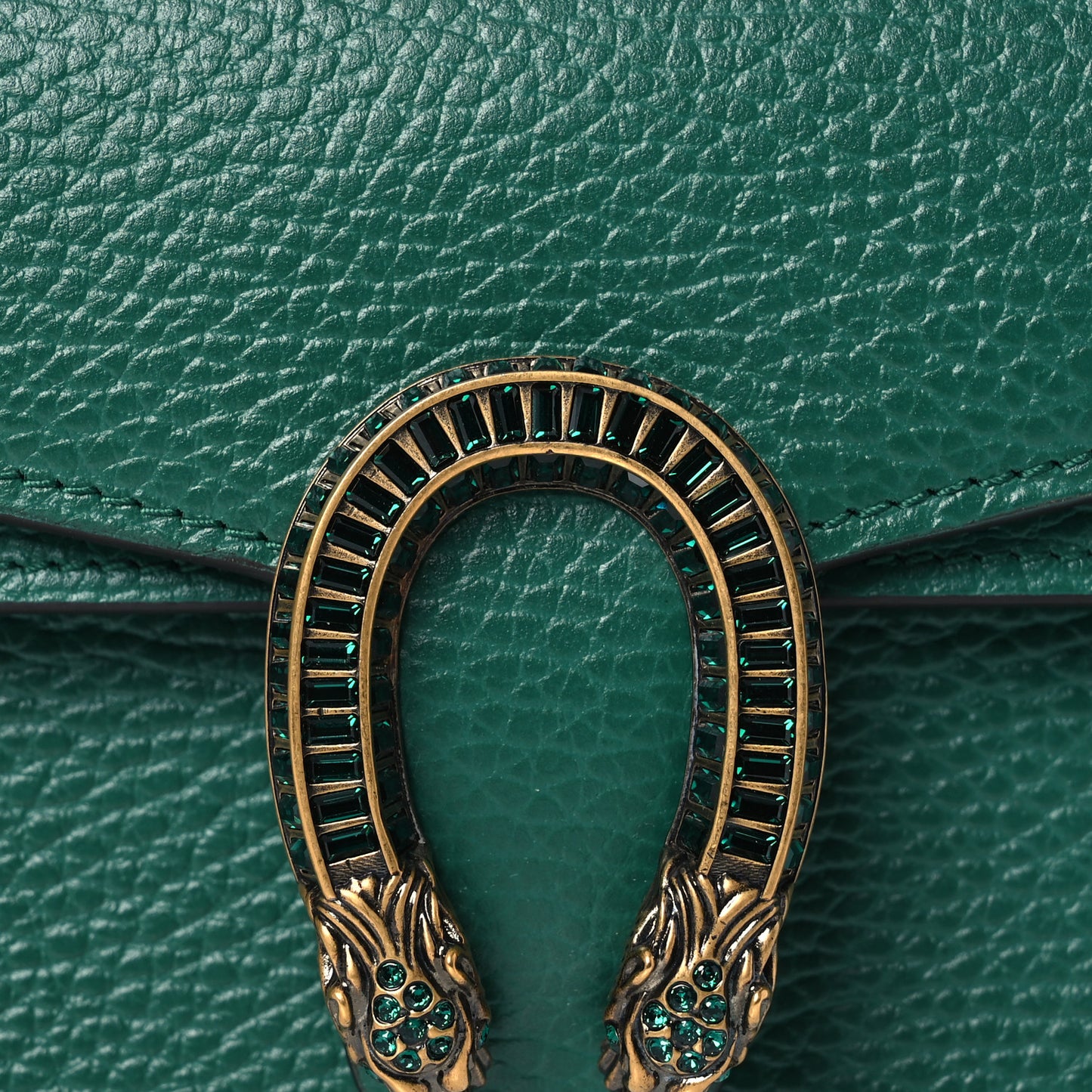 Dollar Calfskin Crystal Mini Dionysus Top Handle Bag Emerald
