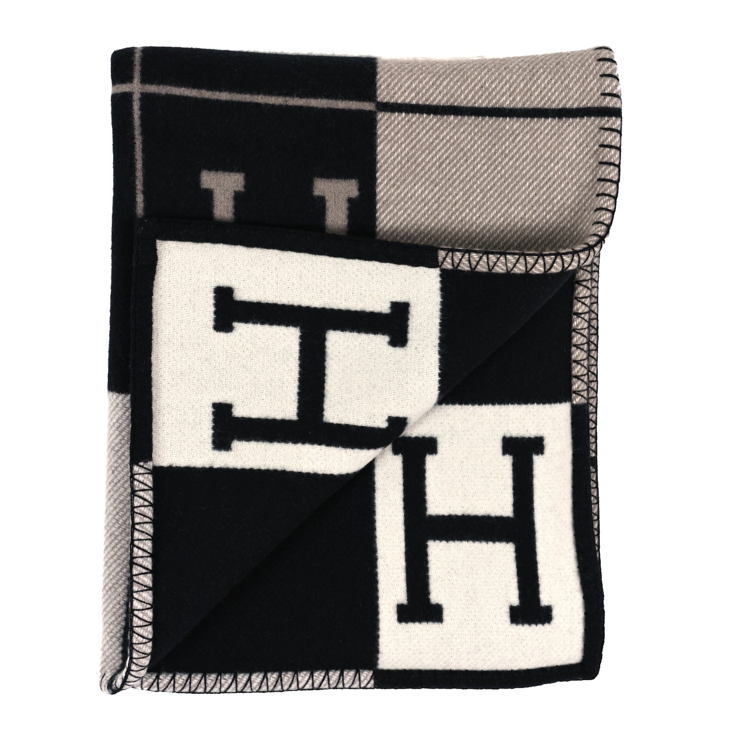 Wool Cashmere Avalon Blanket Ecru Gris Fonce