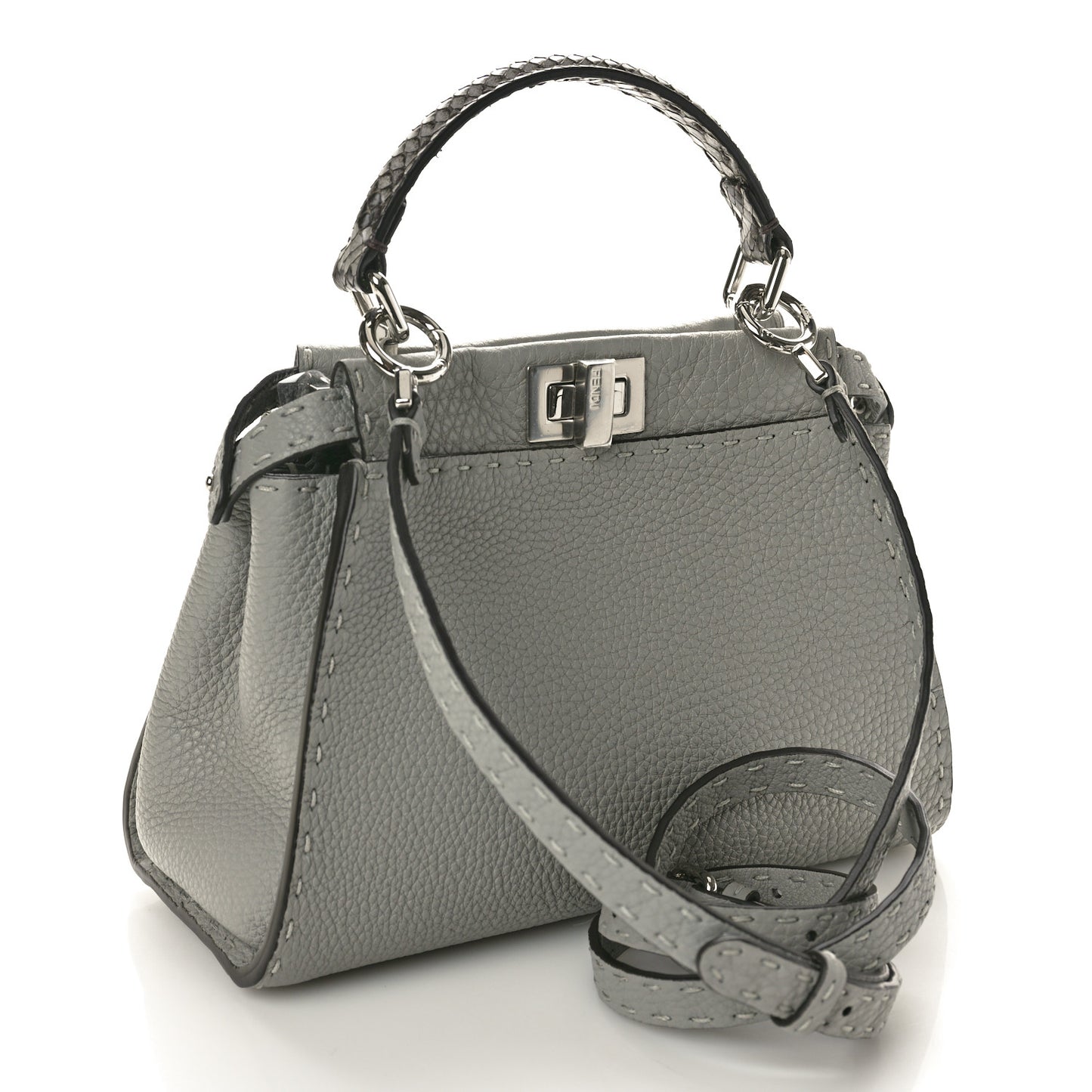 Cuoio Romano Snakeskin Selleria Mini Peekaboo Iconic Satchel Asfalto
