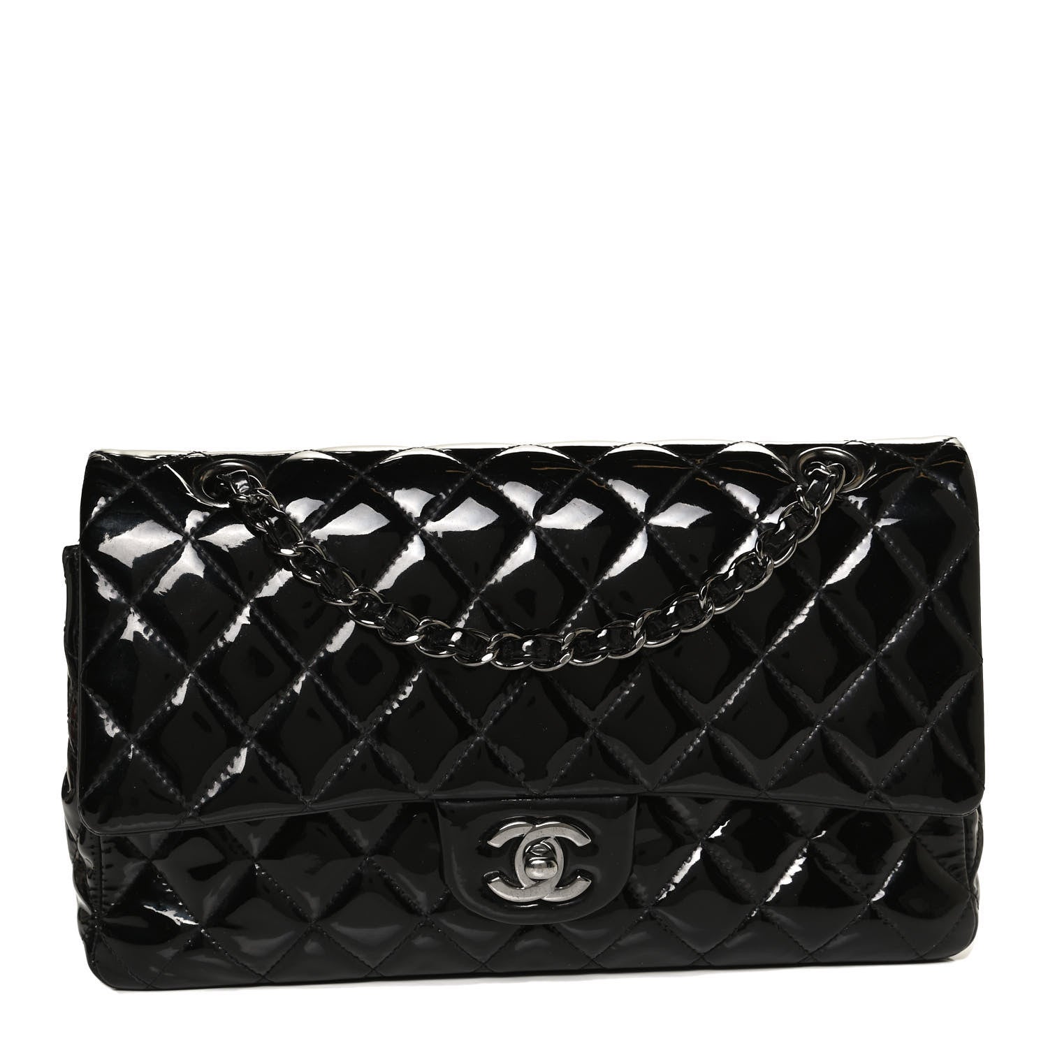 Chanel Patent Quilted Medium Double Flap Black 1 of 15