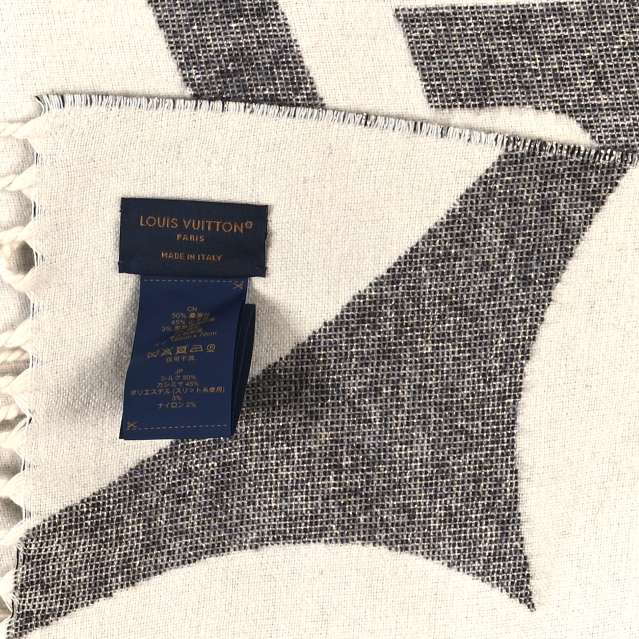 Silk Cashmere Oversized Monogram Ultimate Shine Scarf Gray