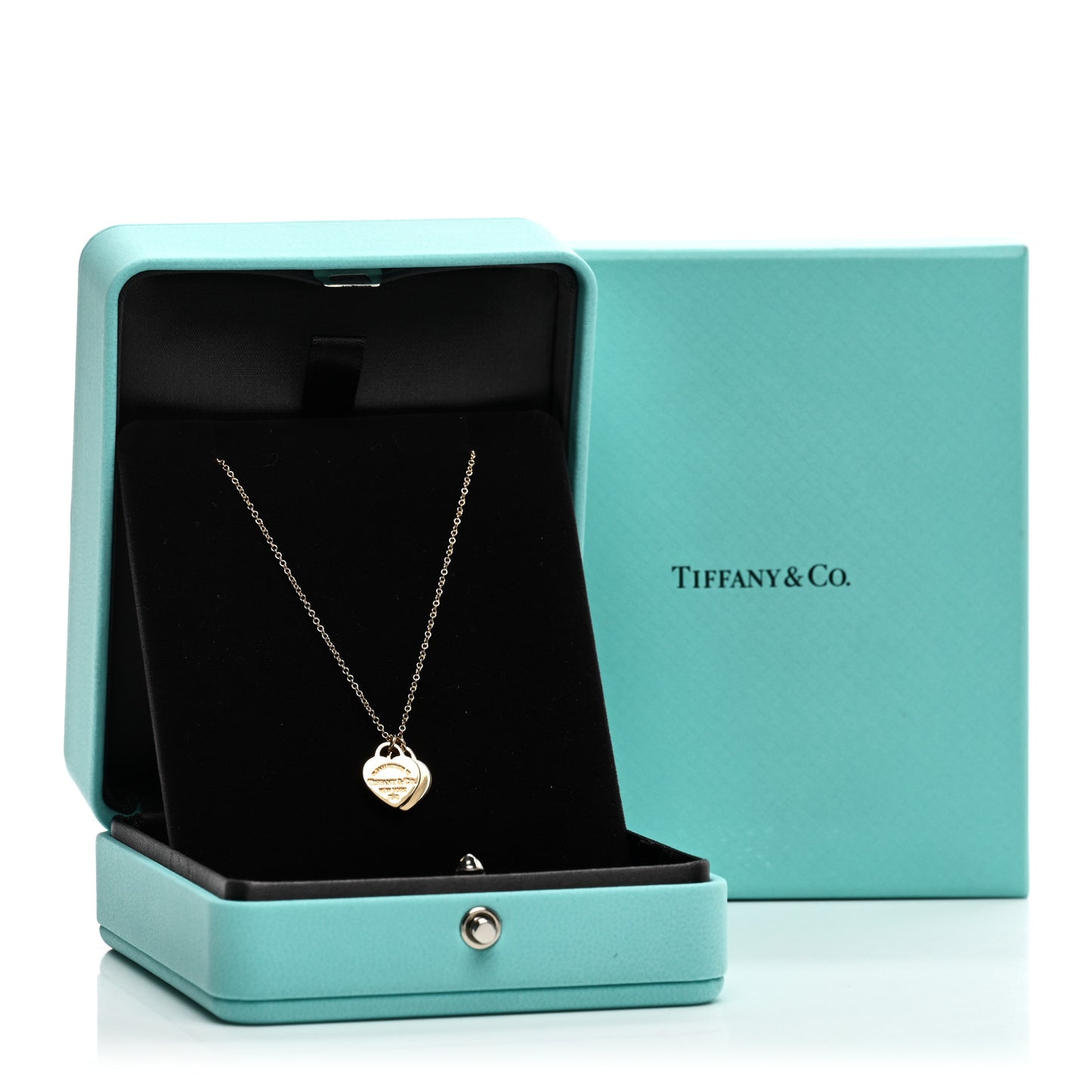 18K Yellow Gold Return to Tiffany Mini Double Heart Tag Pendant Necklace