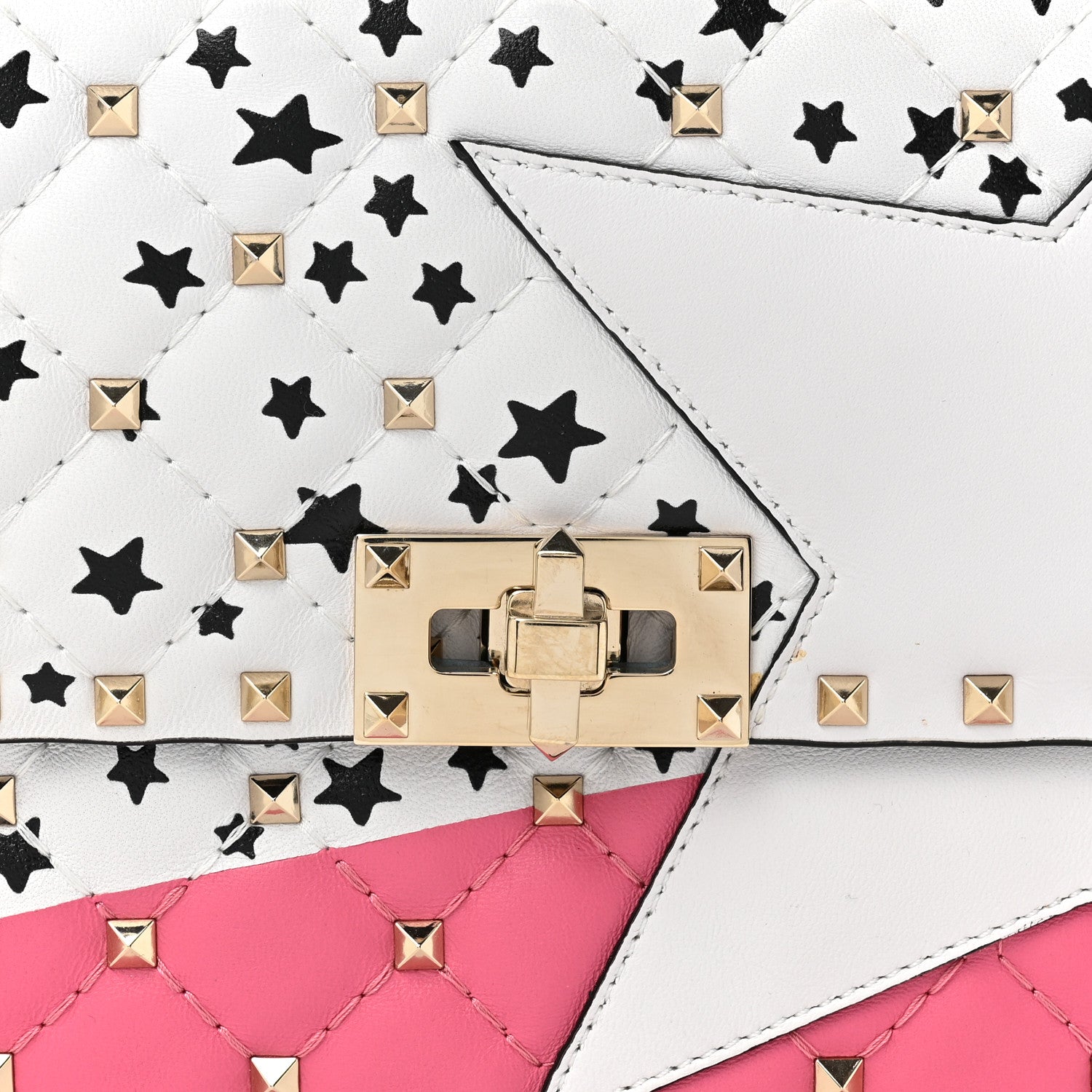 Valentino Garavani Lambskin Medium Star Rockstud Spike Shoulder Bag White Pink 7 of 13